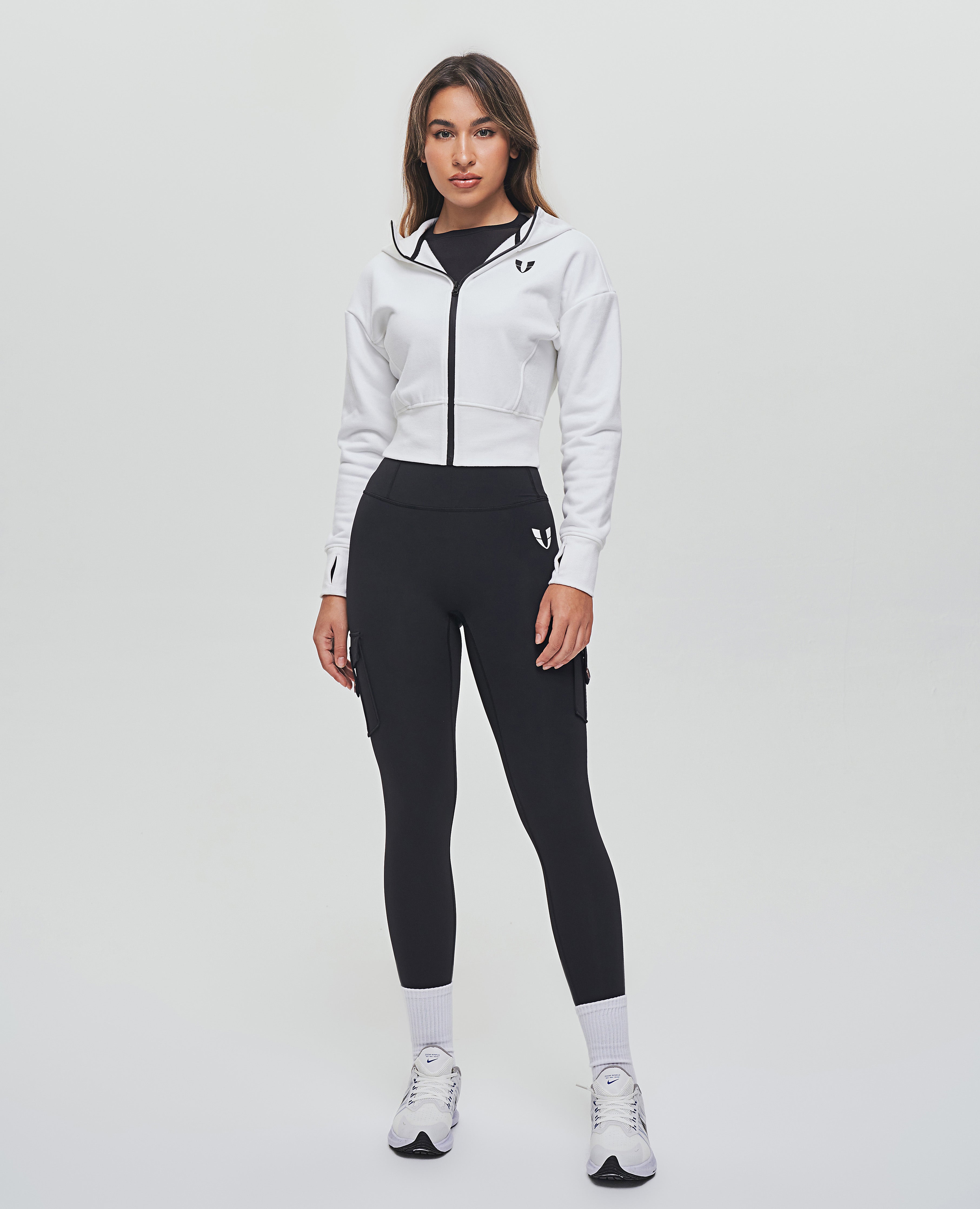 Full Zip Fleece Hoodie - White