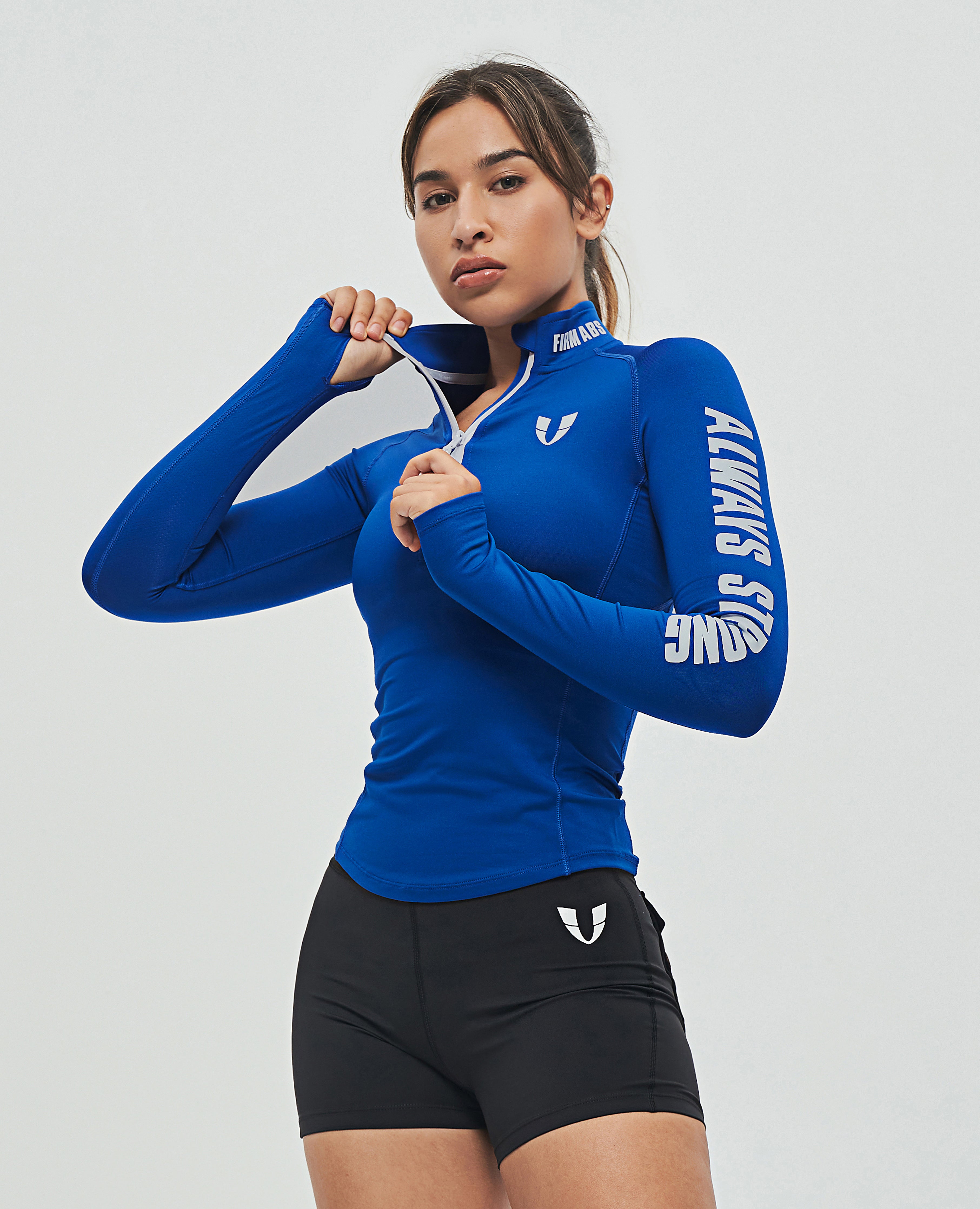 Half Zip Long Sleeve Top - Blue