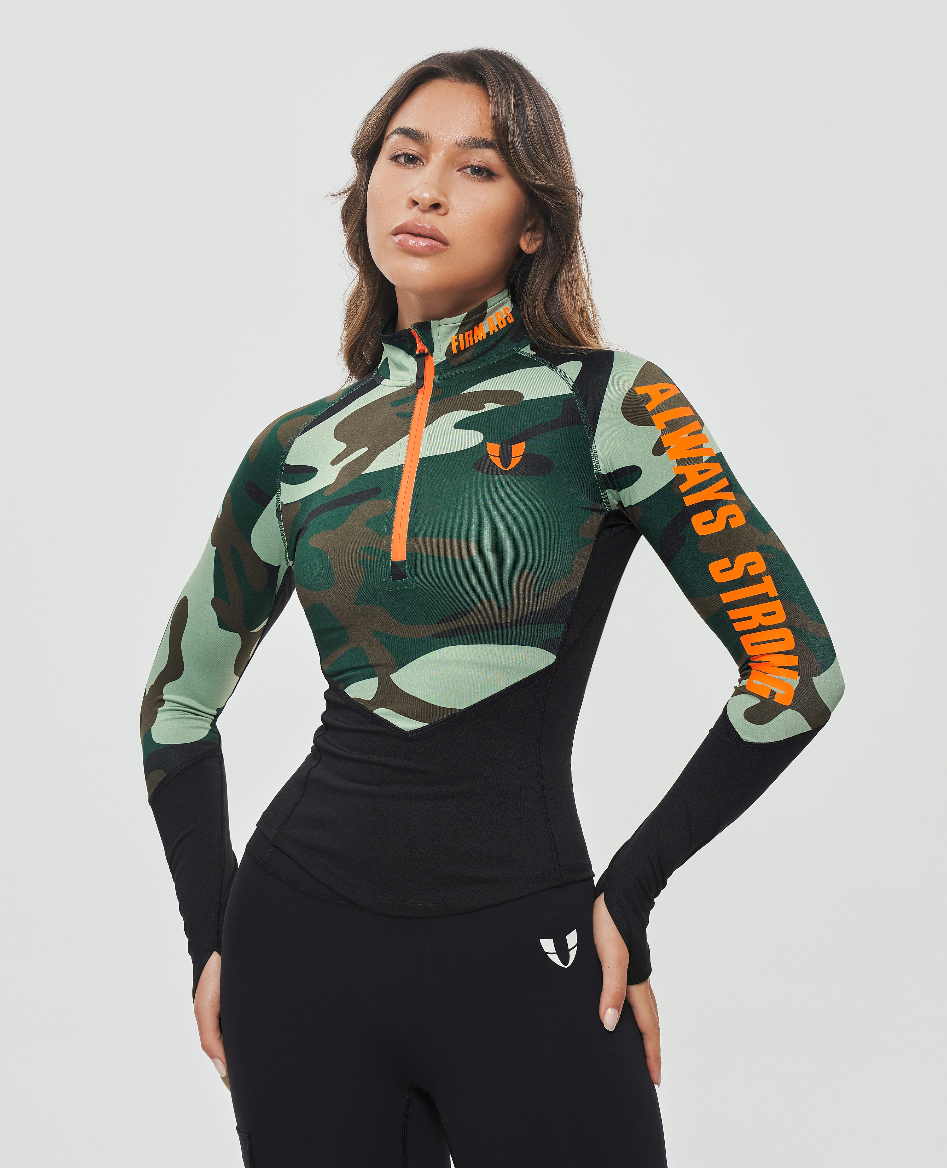 Media crema de manga larga - camuflaje verde