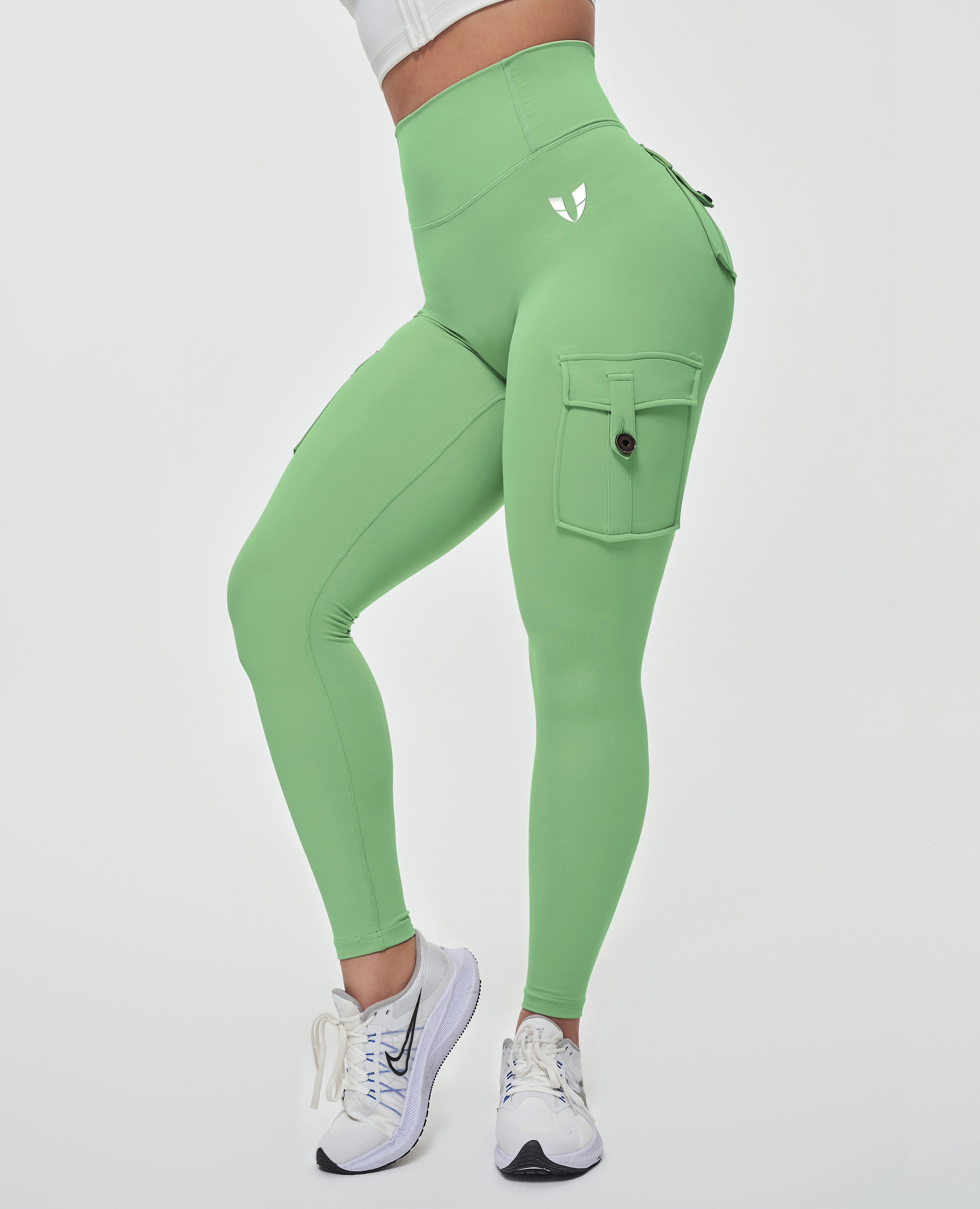 US Exclusive | High Waisted Cargo Leggings - Green