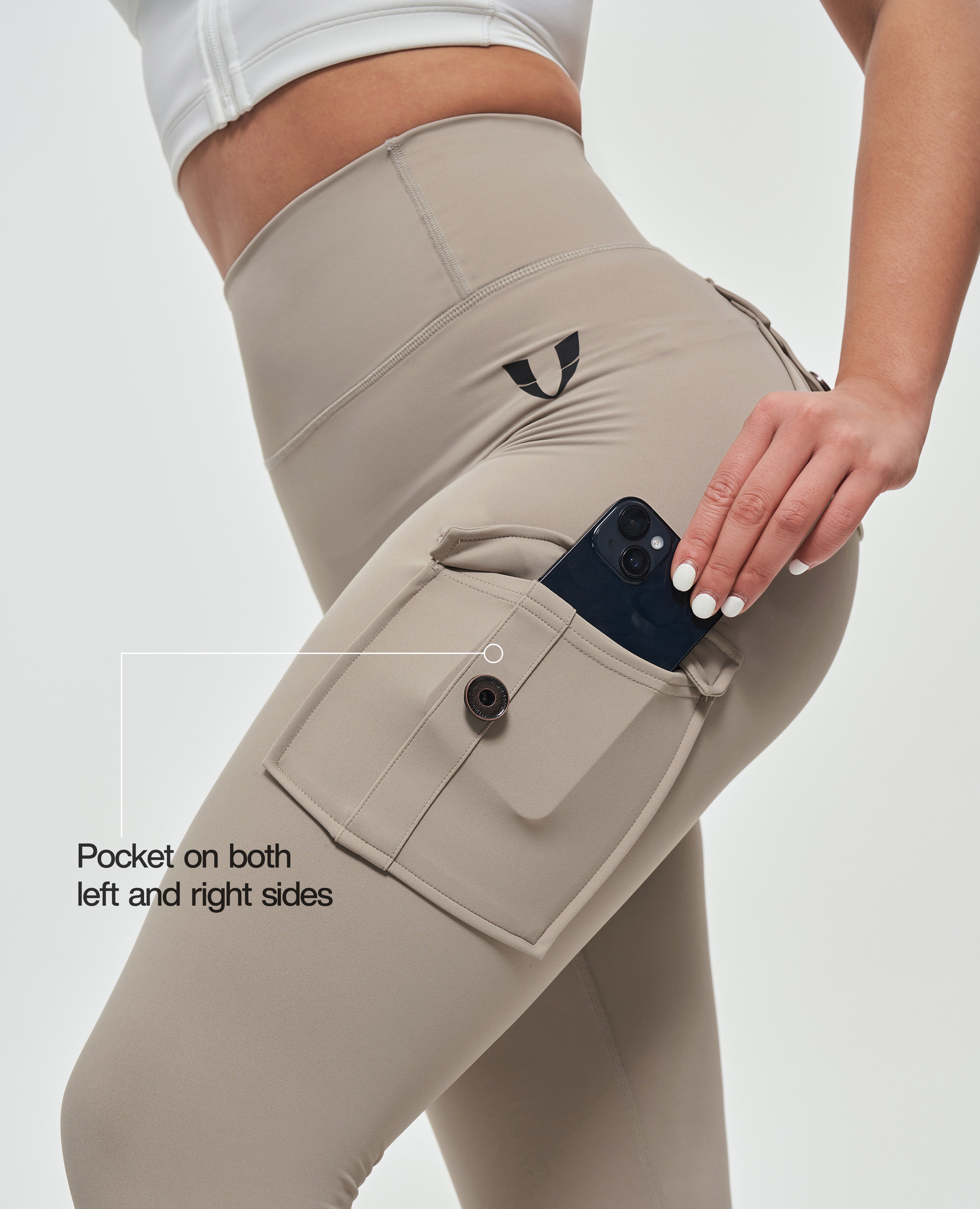 Leggings de carga de cintura alta - caqui