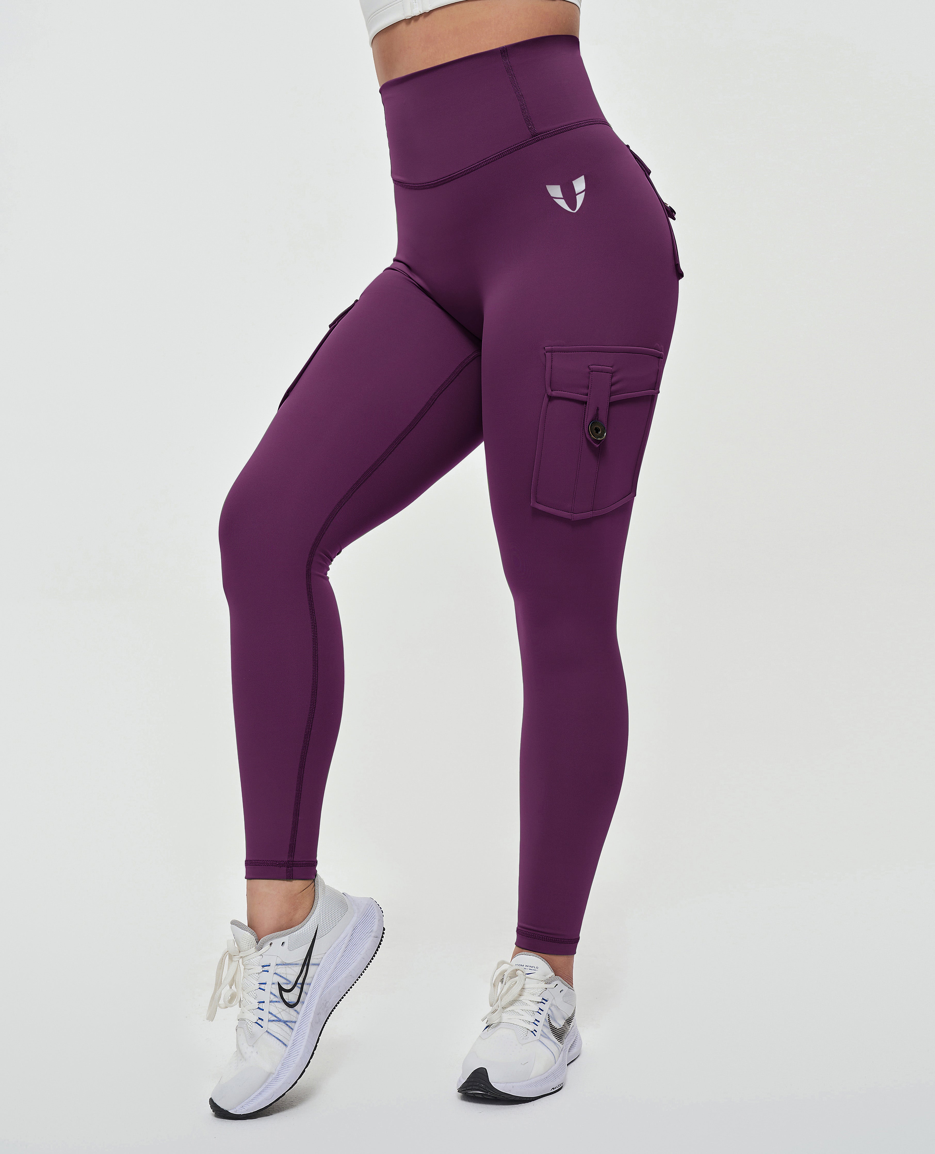 High Waisted Cargo Leggings - Purple