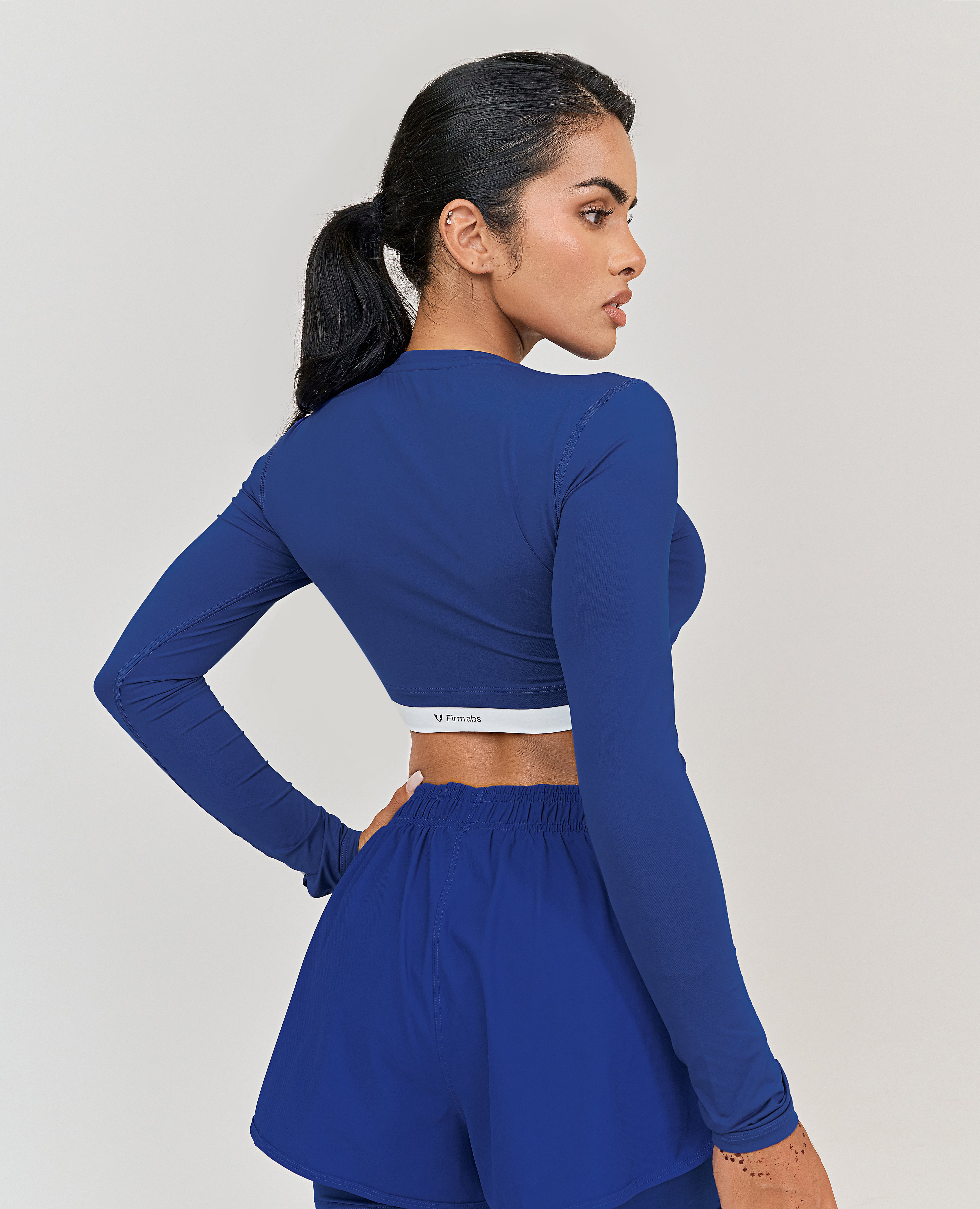 Long Sleeve Crop Top - Blue