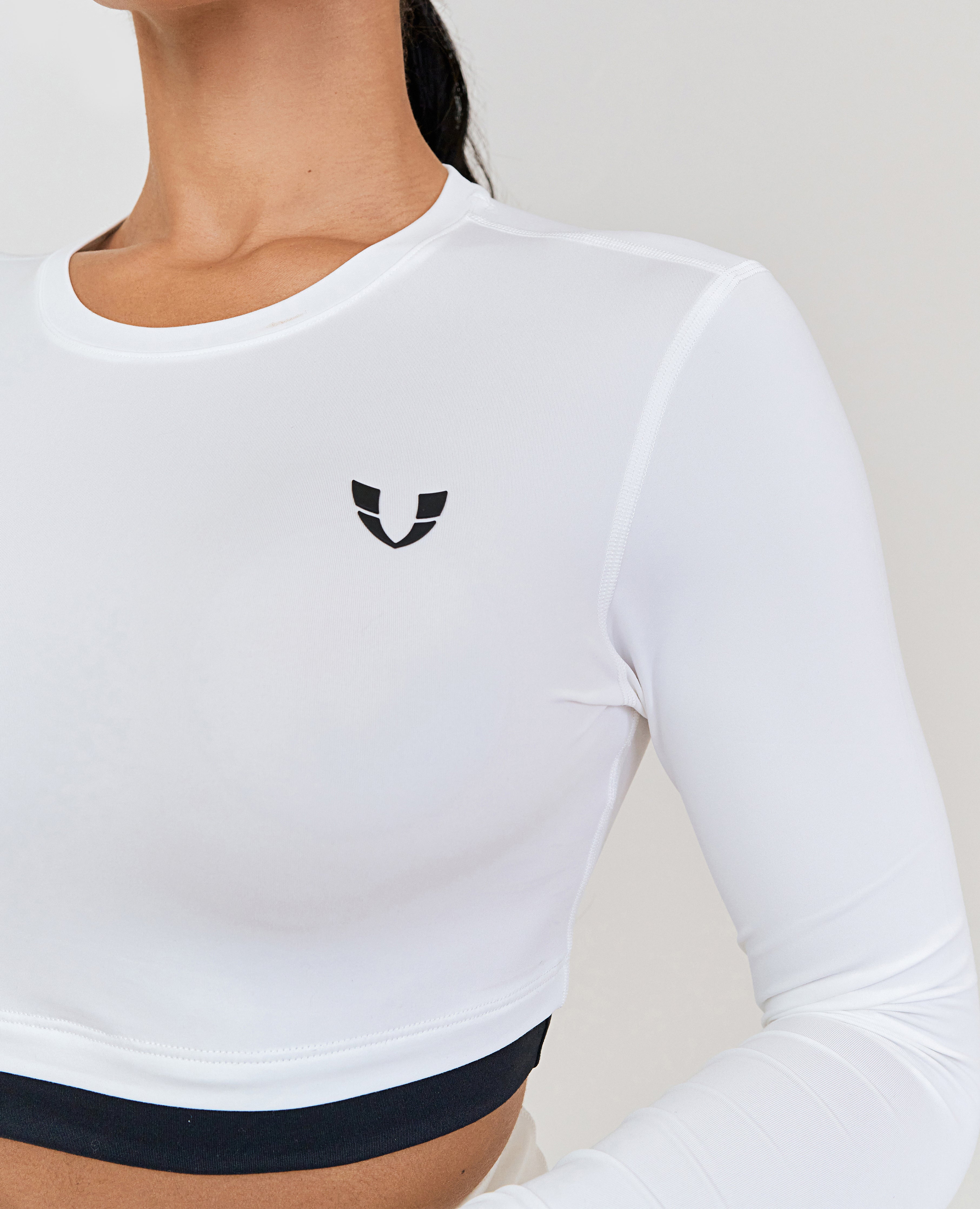 Long Sleeve Crop Top - White