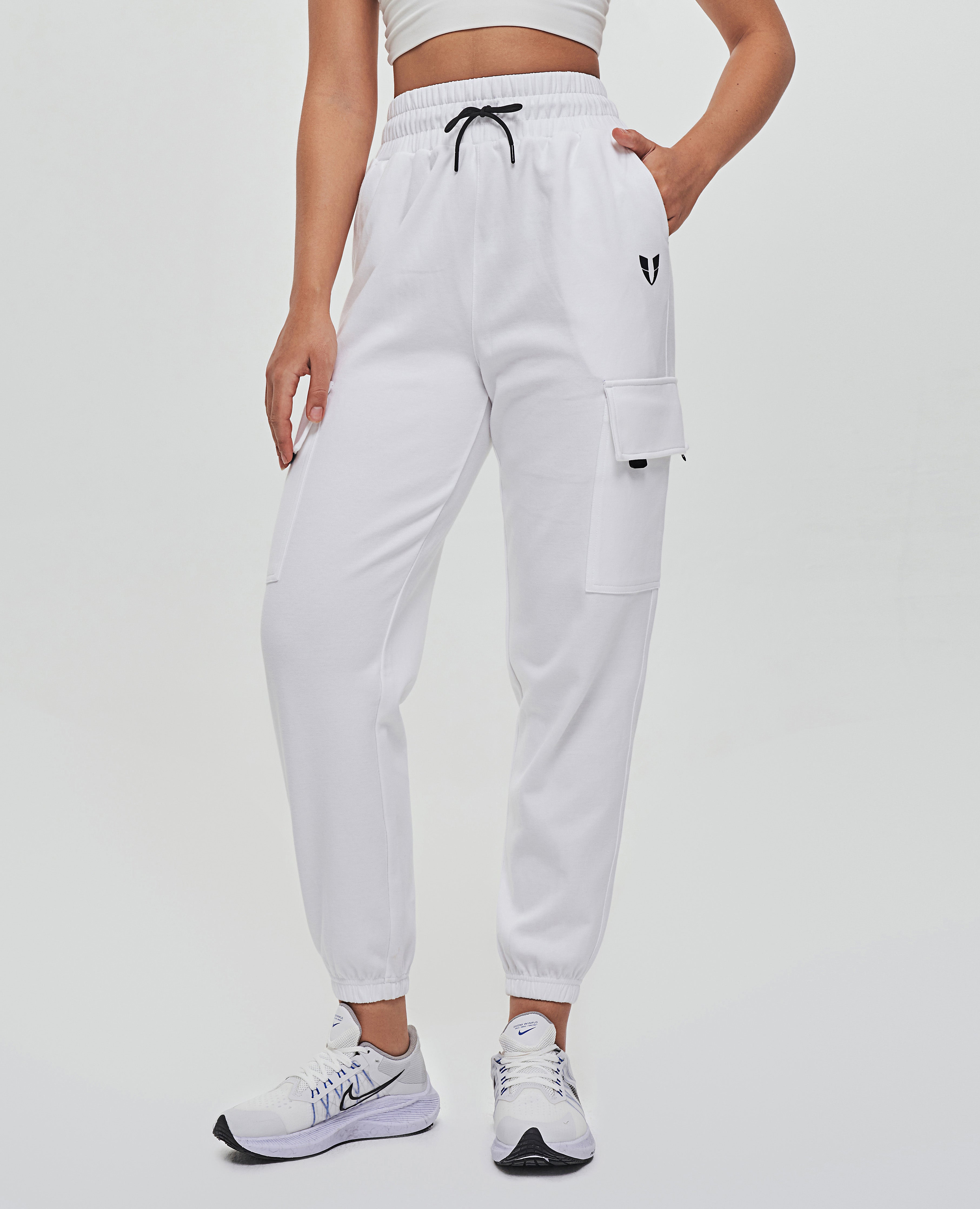 Loose Fit Cargo Joggers - White