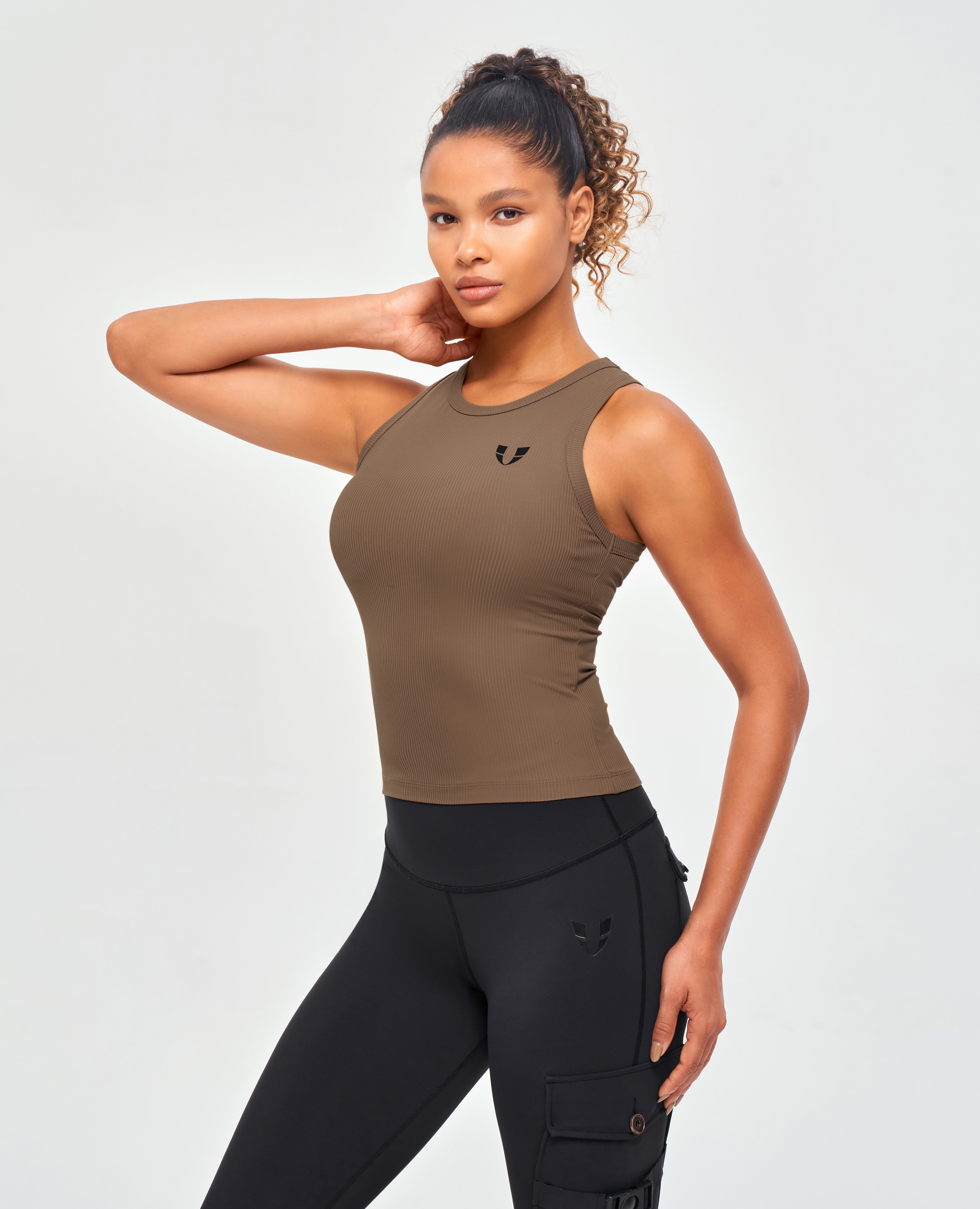 Ribbed Workout Tank - Nut Brown