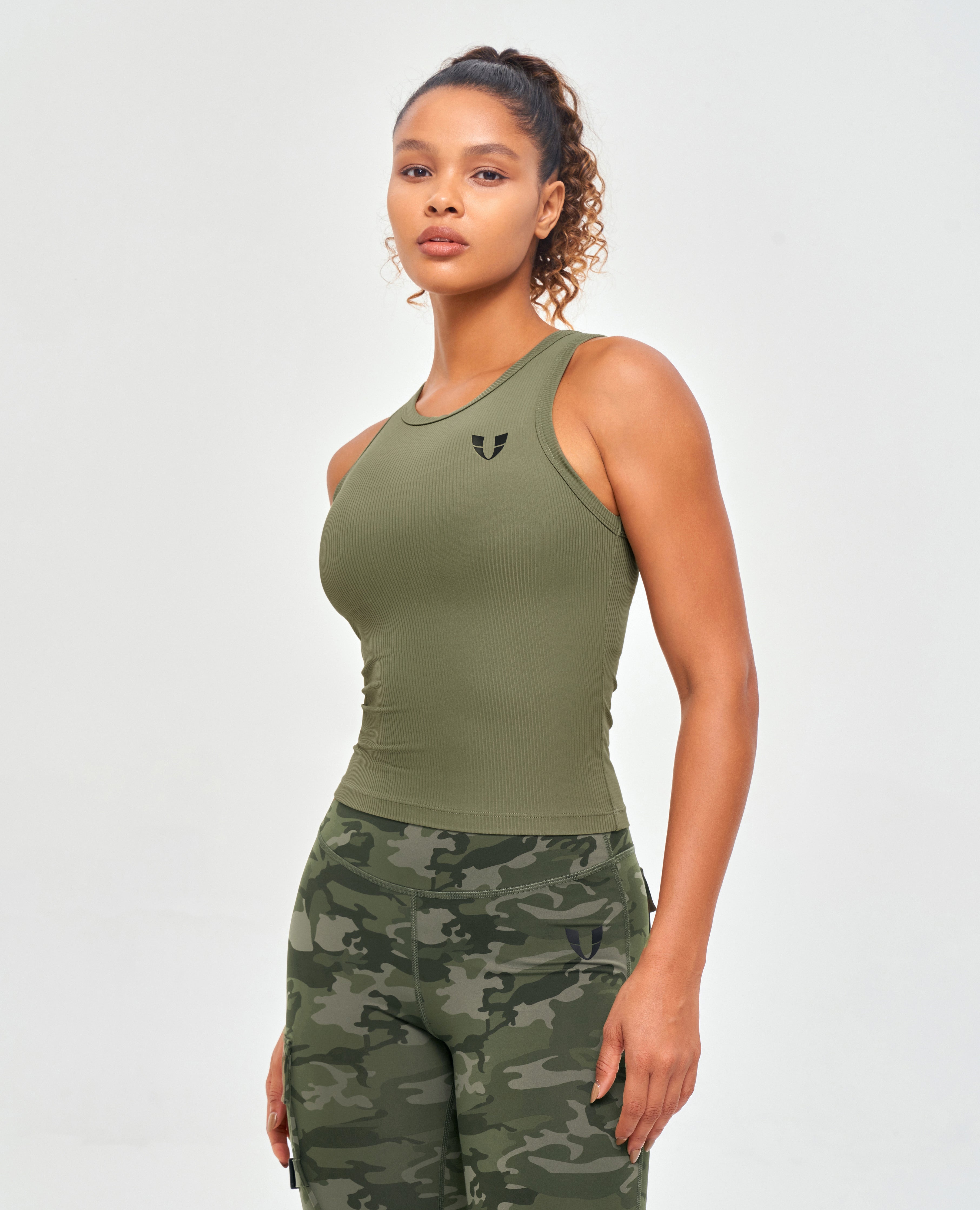Ribbed Workout Tank - Olive Green
