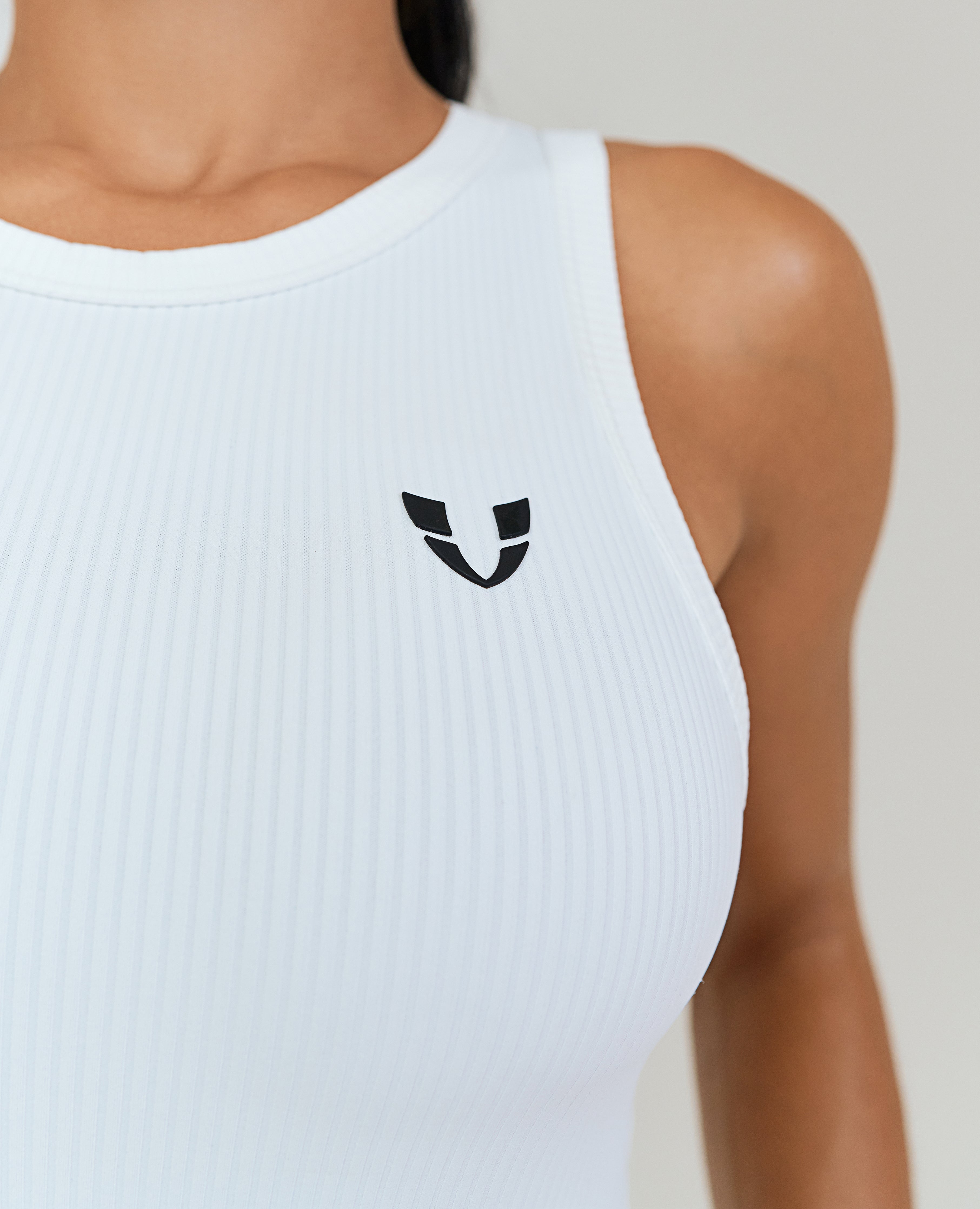 Ribbed Midi Workout Tank - White