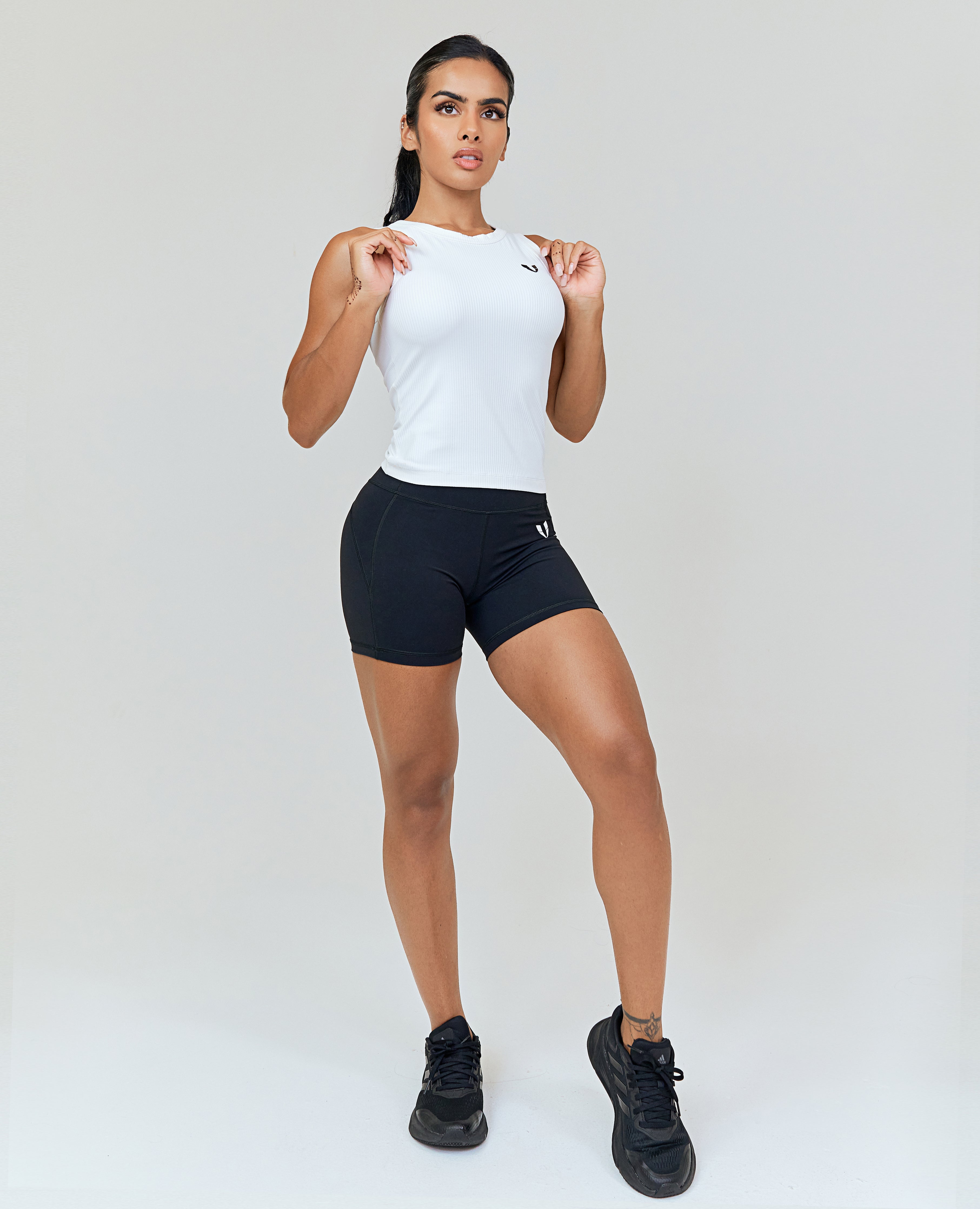 Ribbed Midi Workout Tank - White