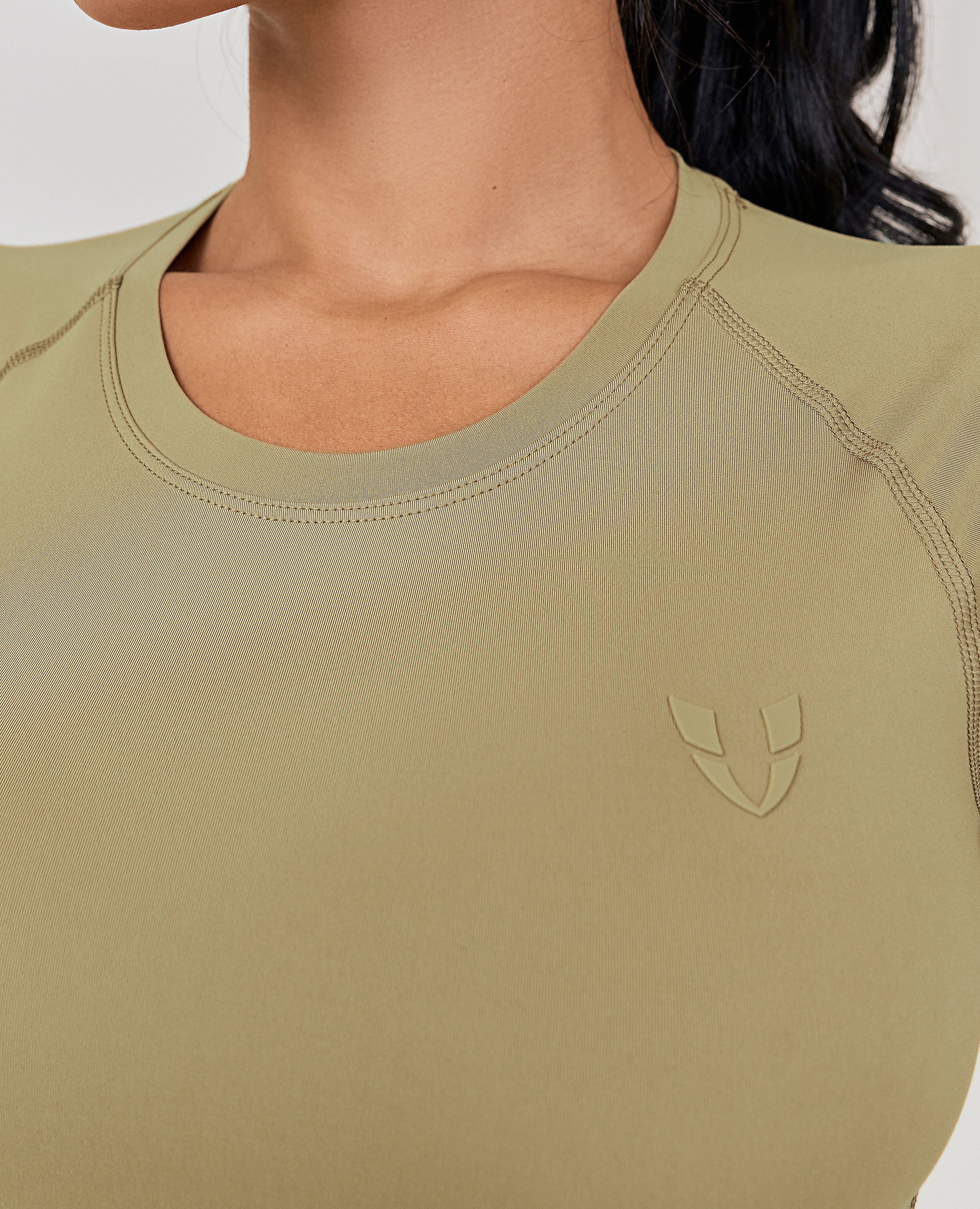 Short Sleeve Crop Top - Brown