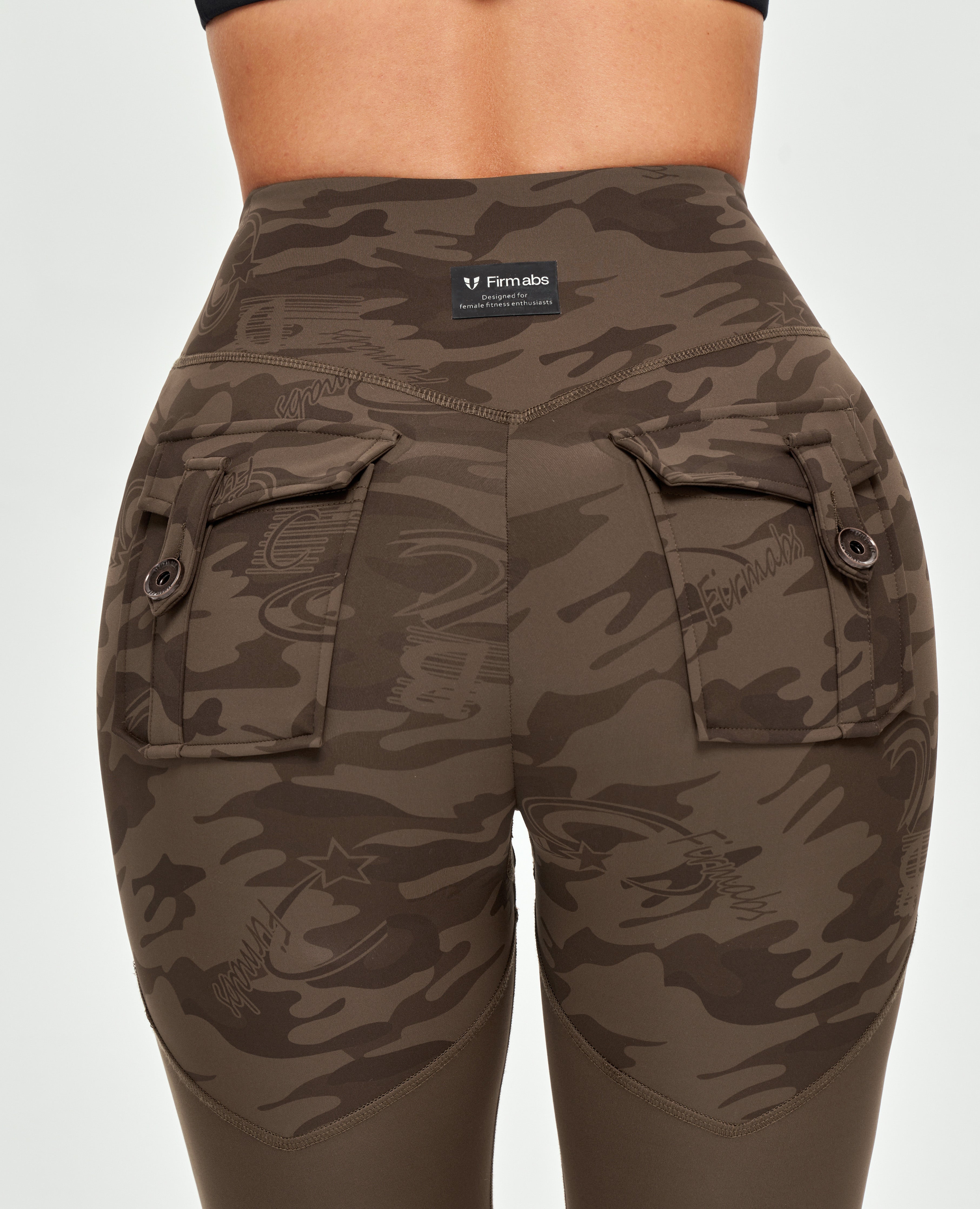 V-waist Gym Leggings - Brown Camo