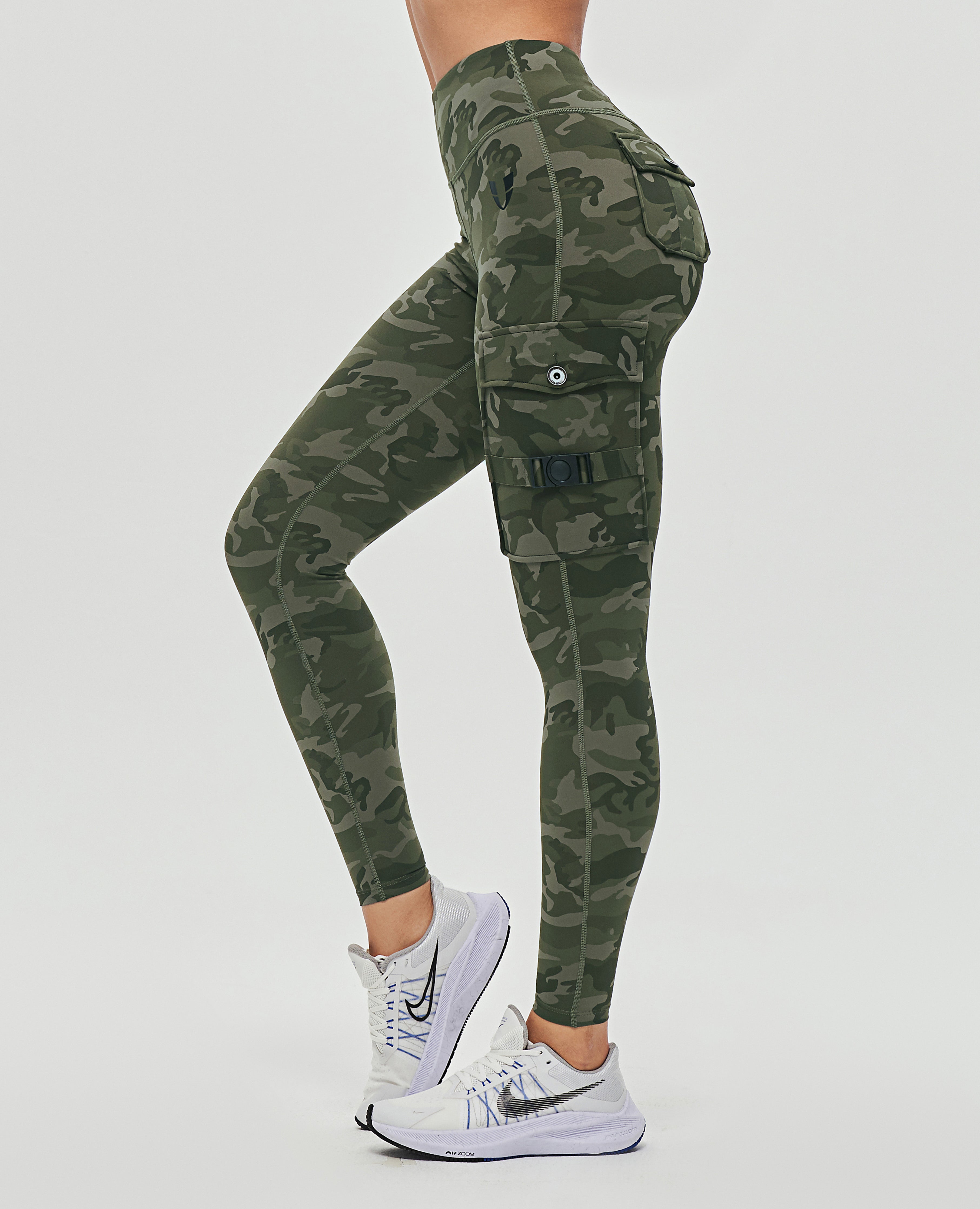 Army Camo Fitness Leggings Solo Cargo Leggings Army Green Camo