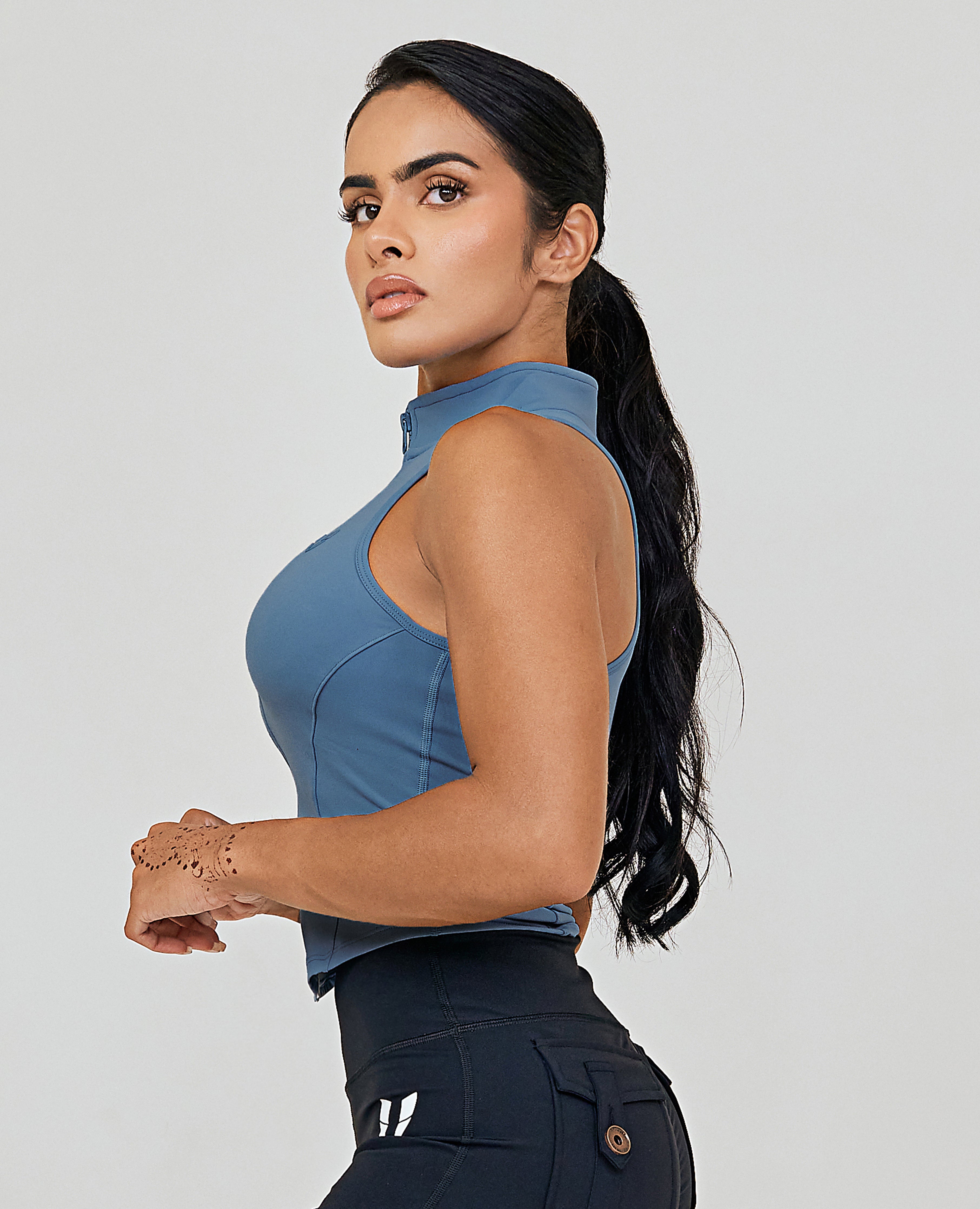 Zip Tank Top - Retro Blue