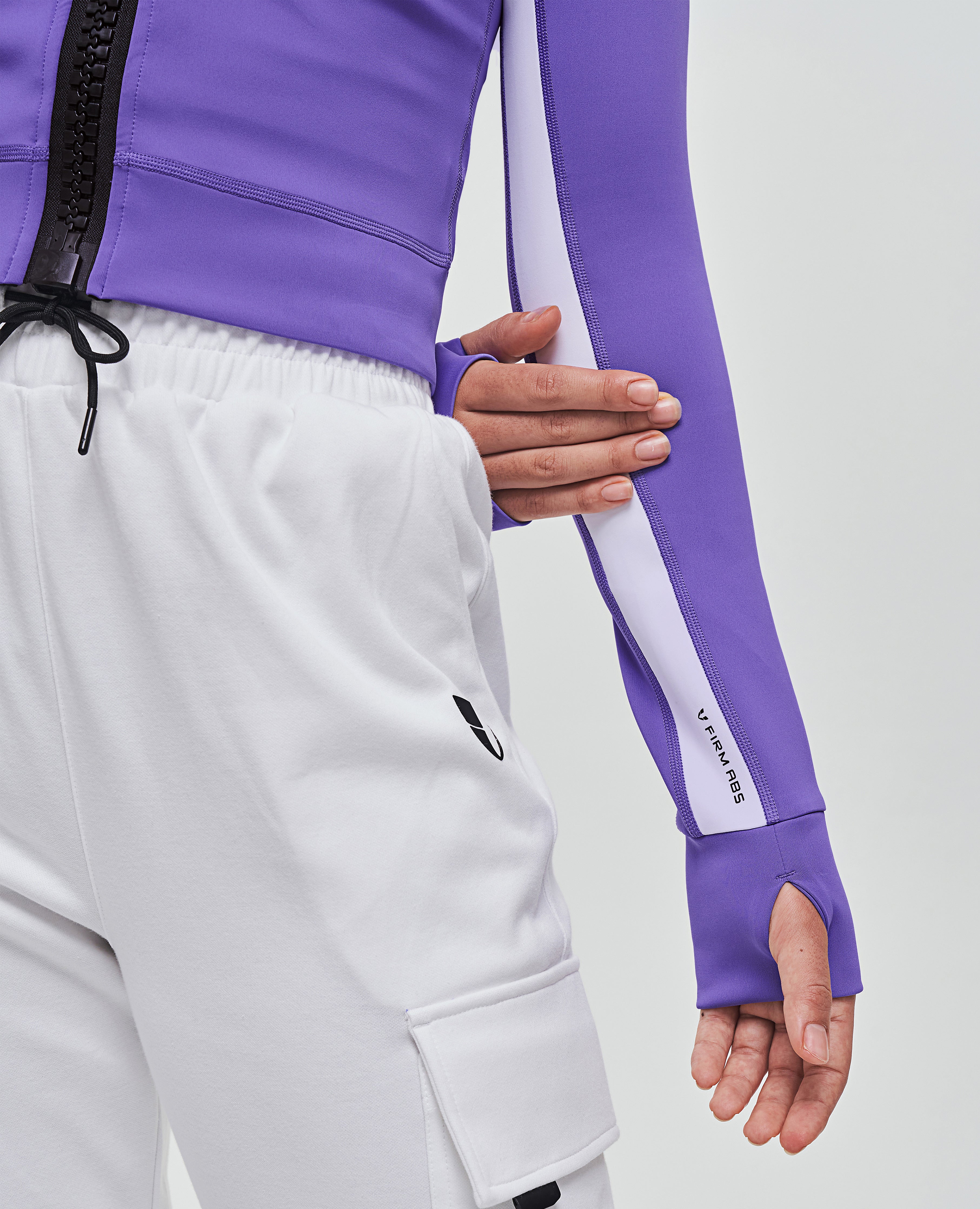 Zip Up Cropped Jacket - Purple