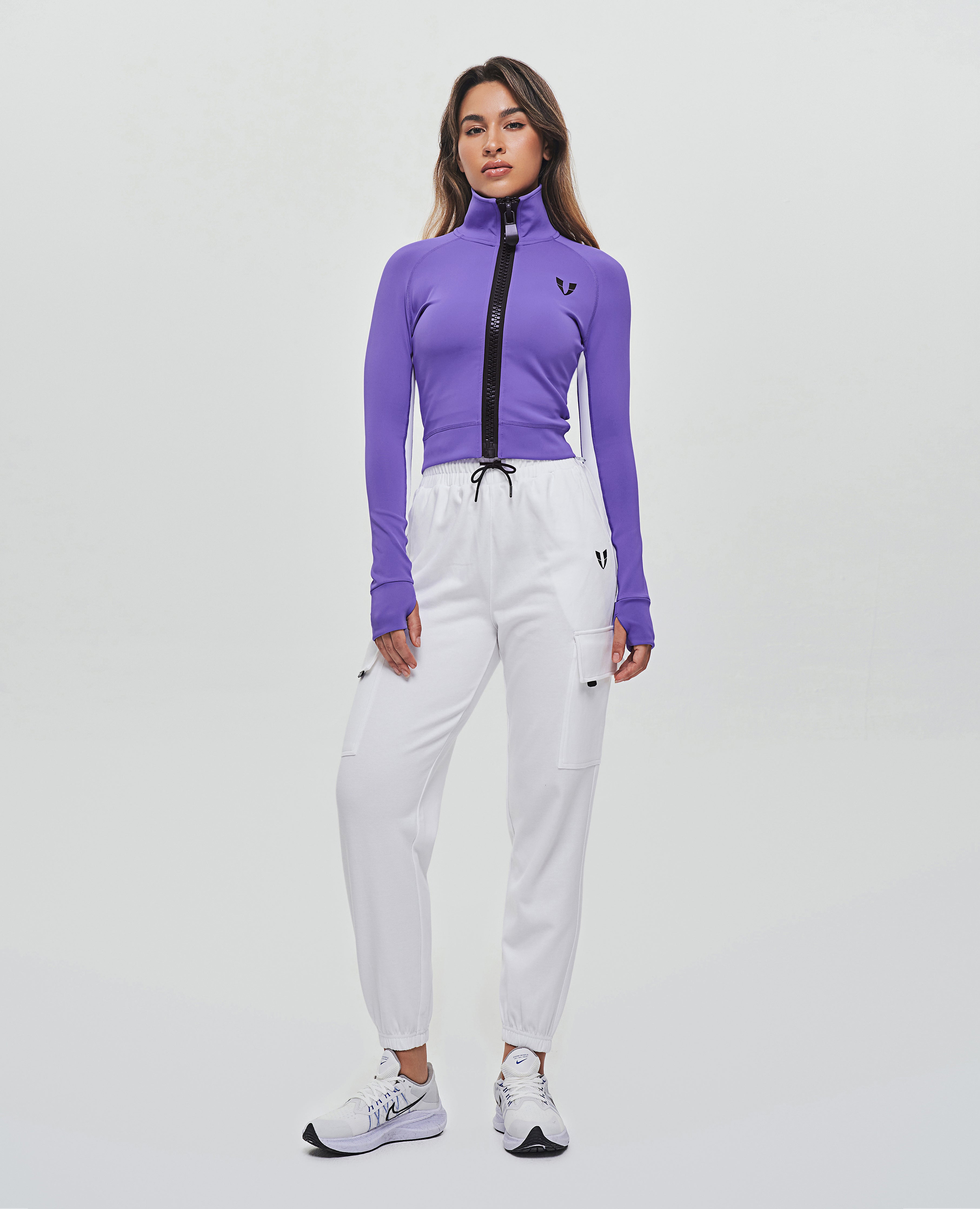 Zip Up Cropped Jacket - Purple