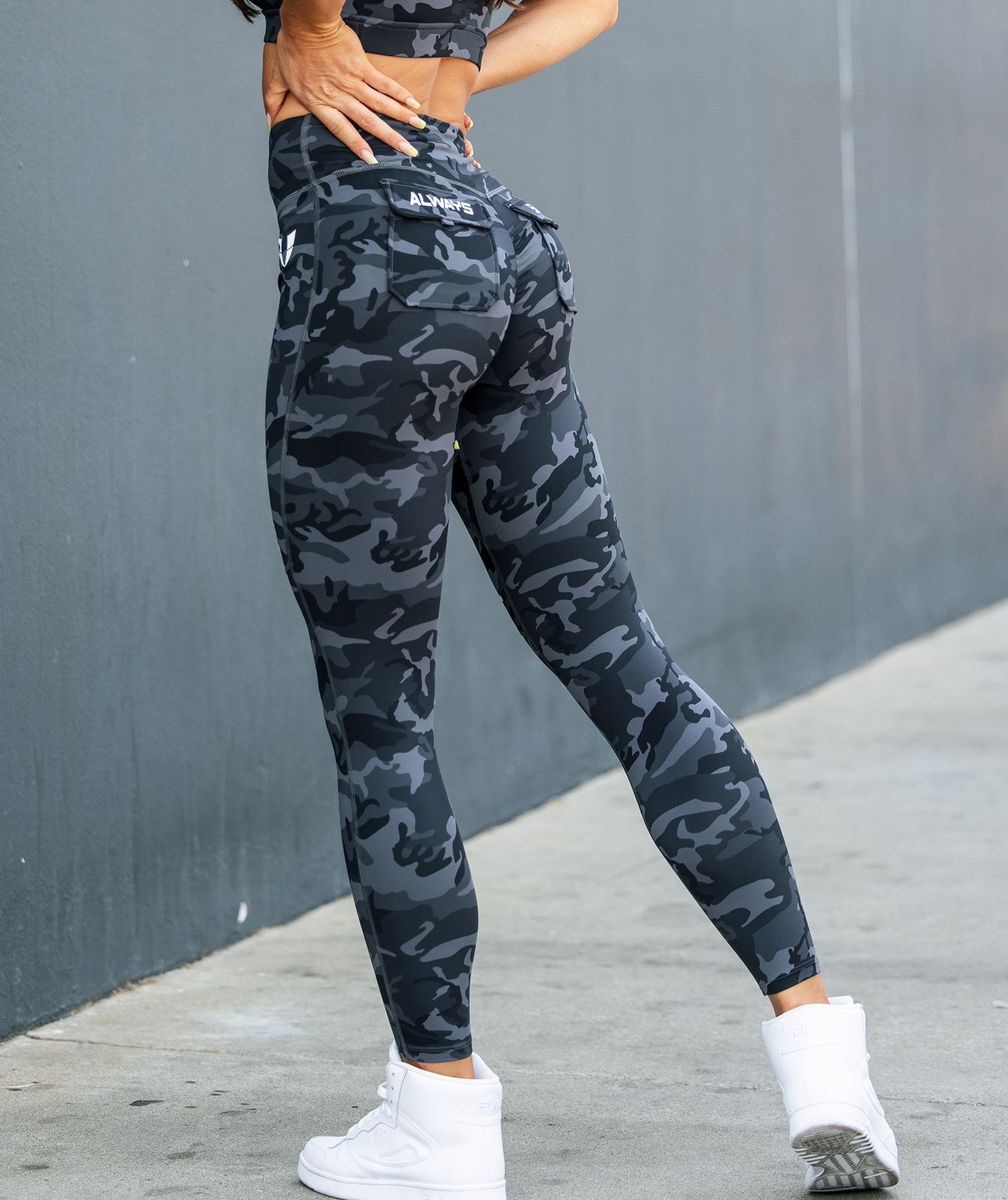 Camo Scrunch Leggings - Gray