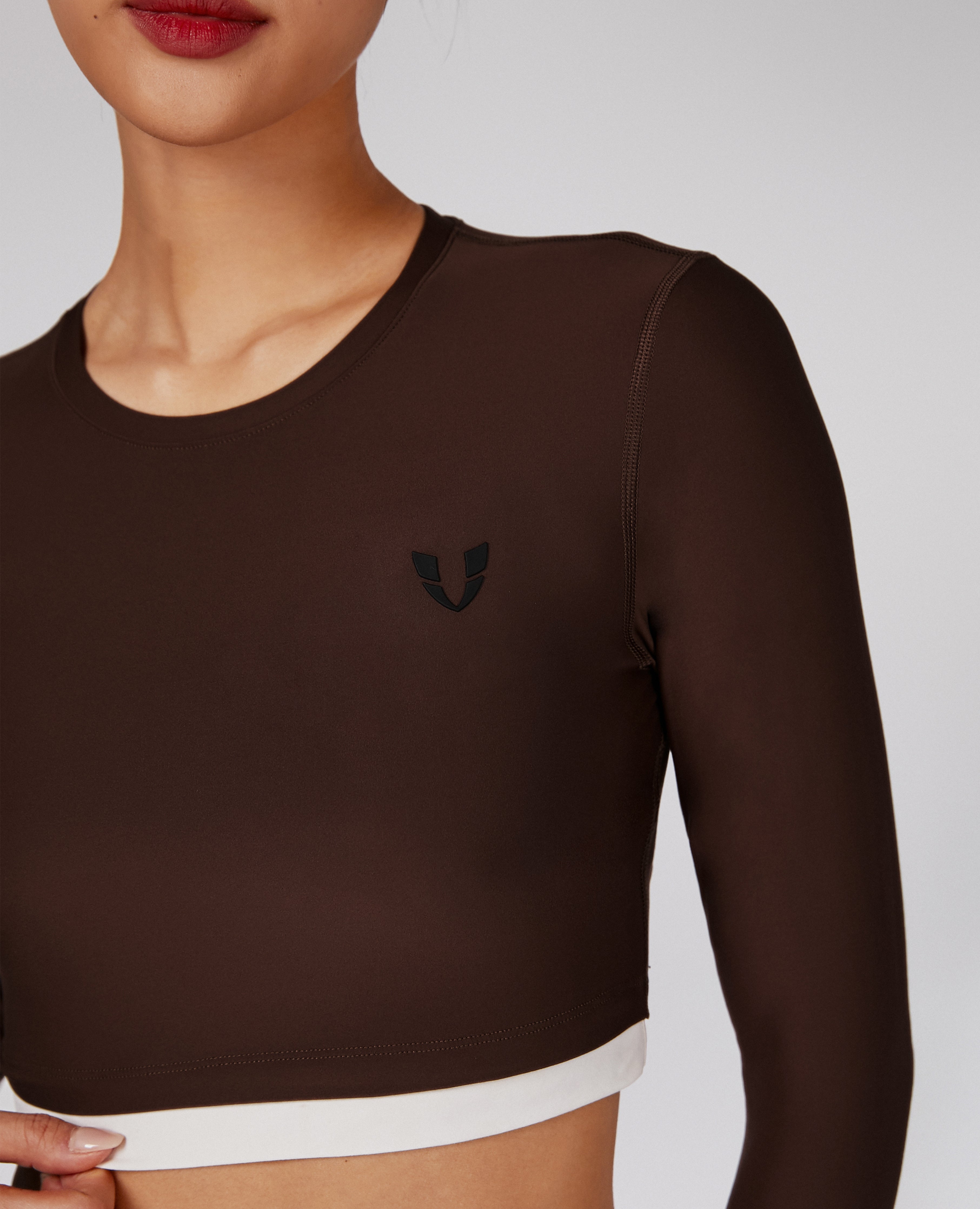 Long Sleeve Crop Top - Mocha