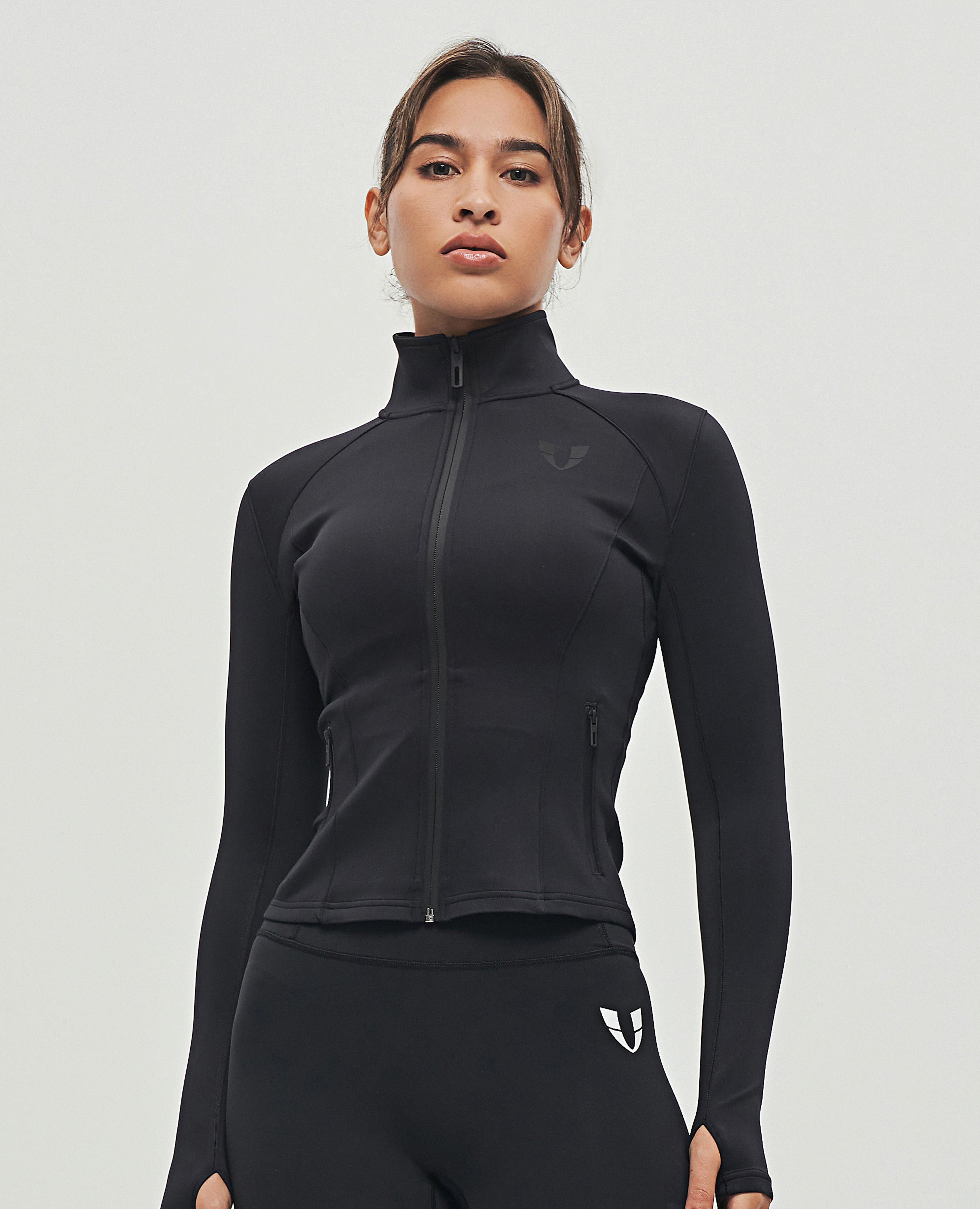 Chaqueta atlética con cremallera - negro