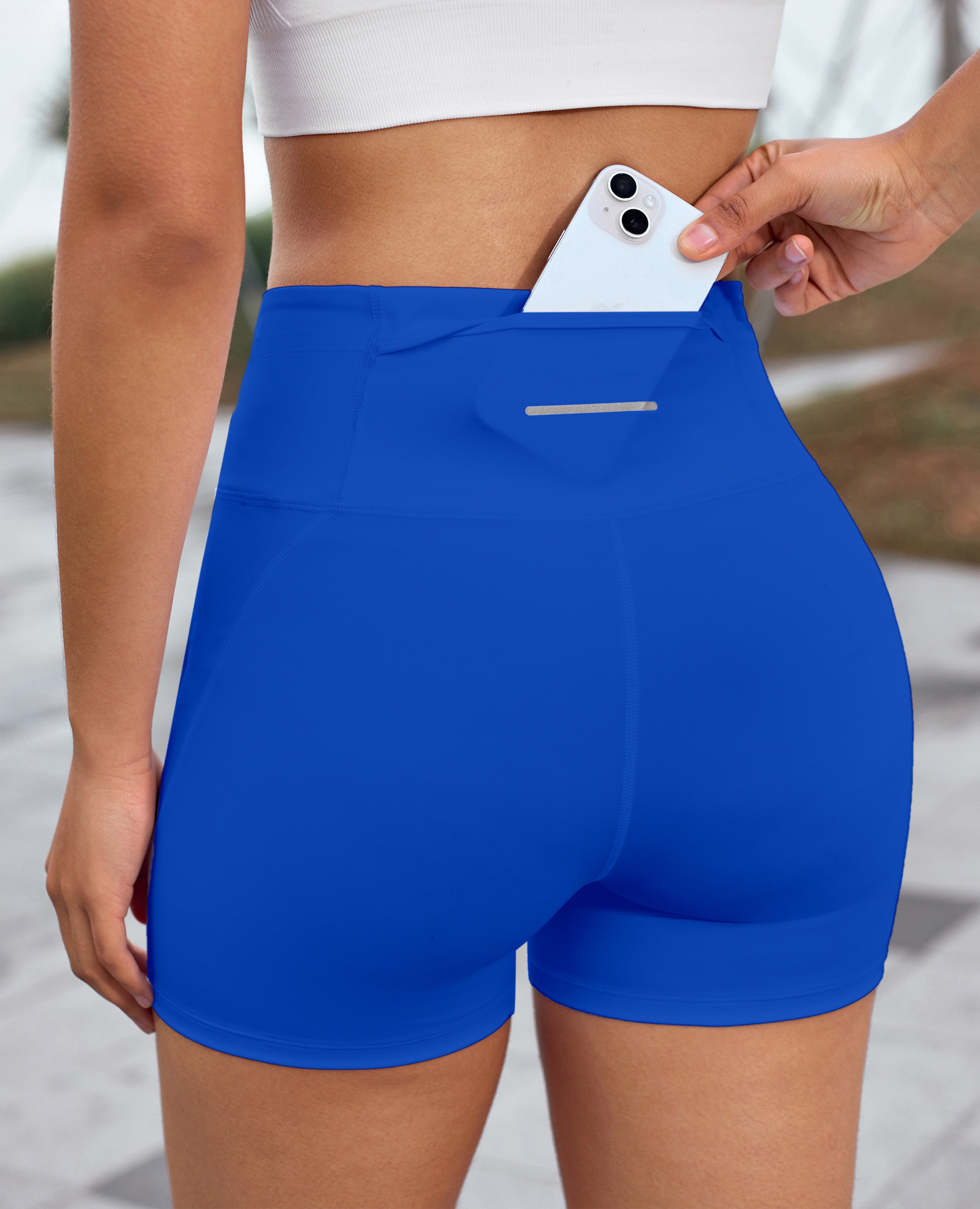 Slim Fit Gym Pocket Shorts - Blue