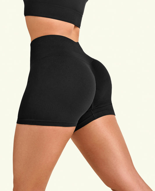 Tight Fit High Waist Shorts - Black
