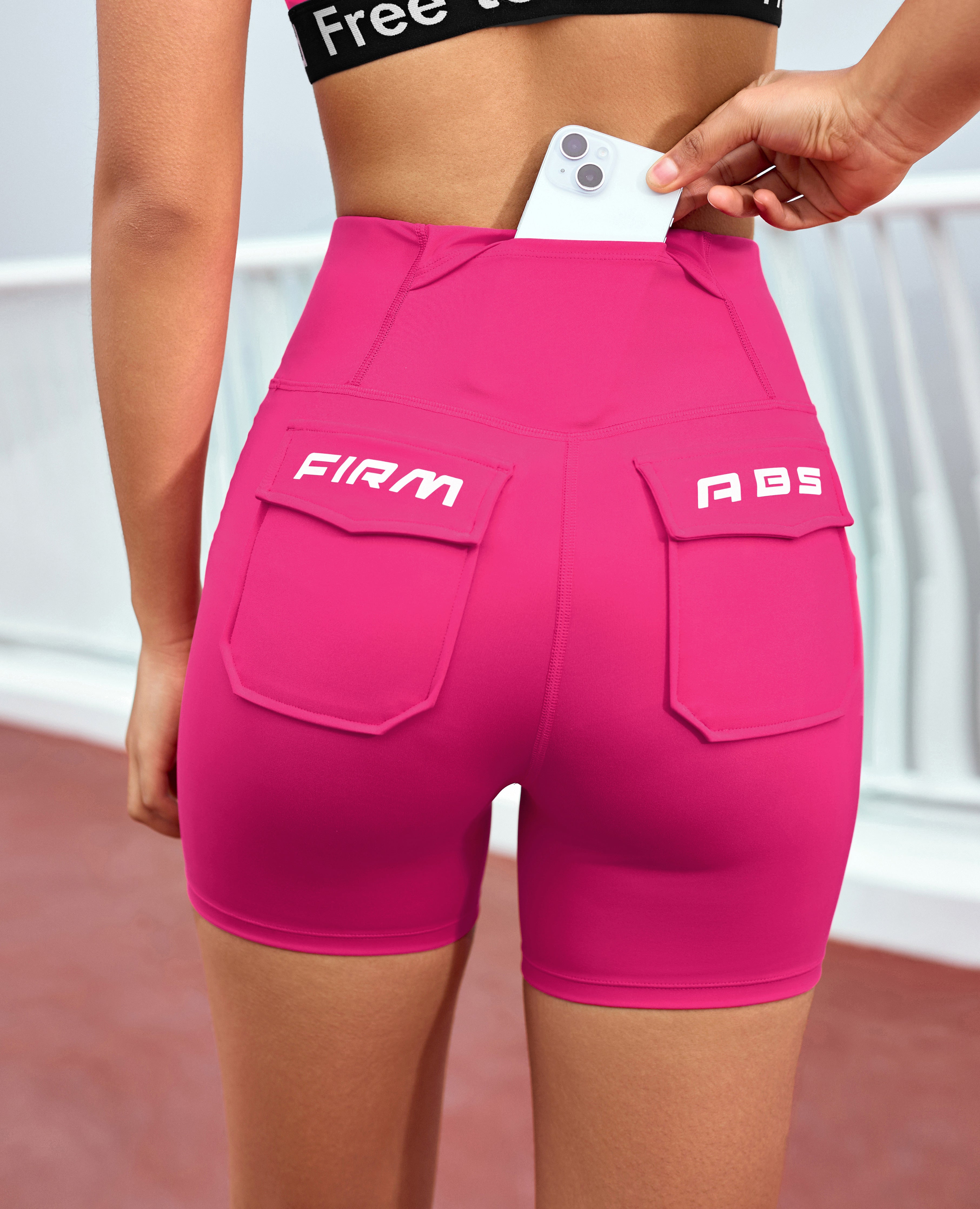 Firm Abs Classic Cargo Pockets Shorts - Raspberry Pink