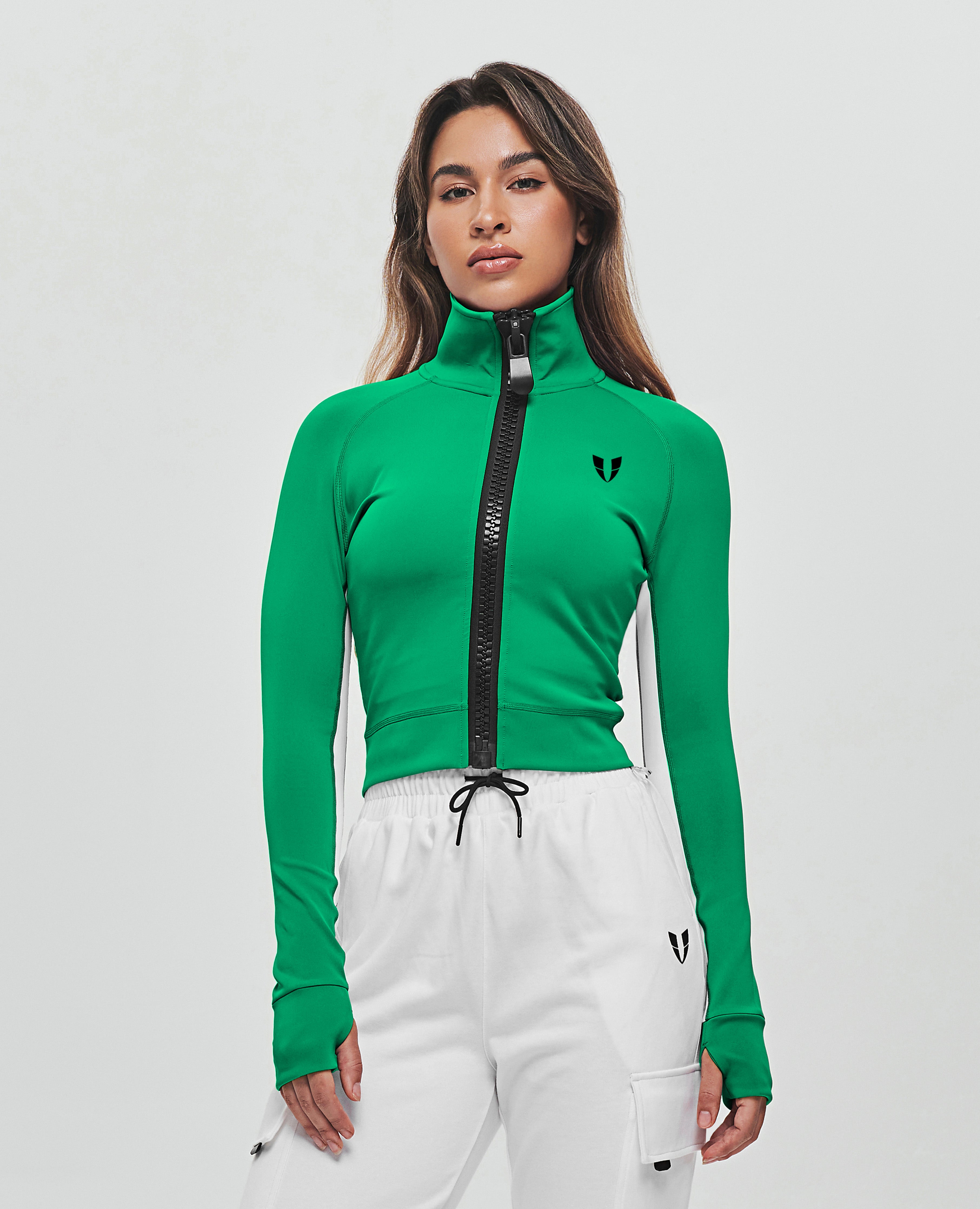 Kurze Jacke mit Reißverschluss – Grün