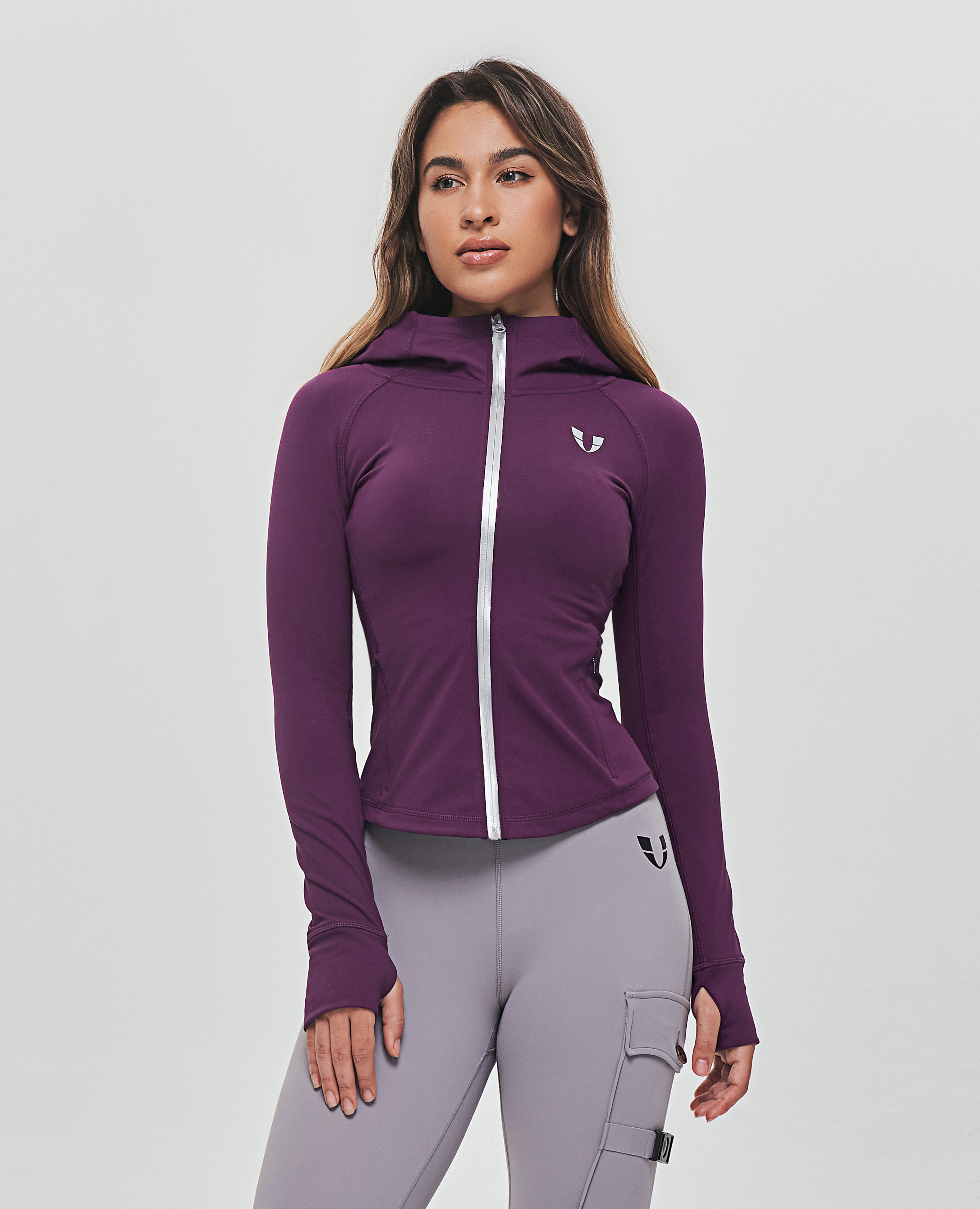 Thin Fleece Zipper Hoodie - Purple