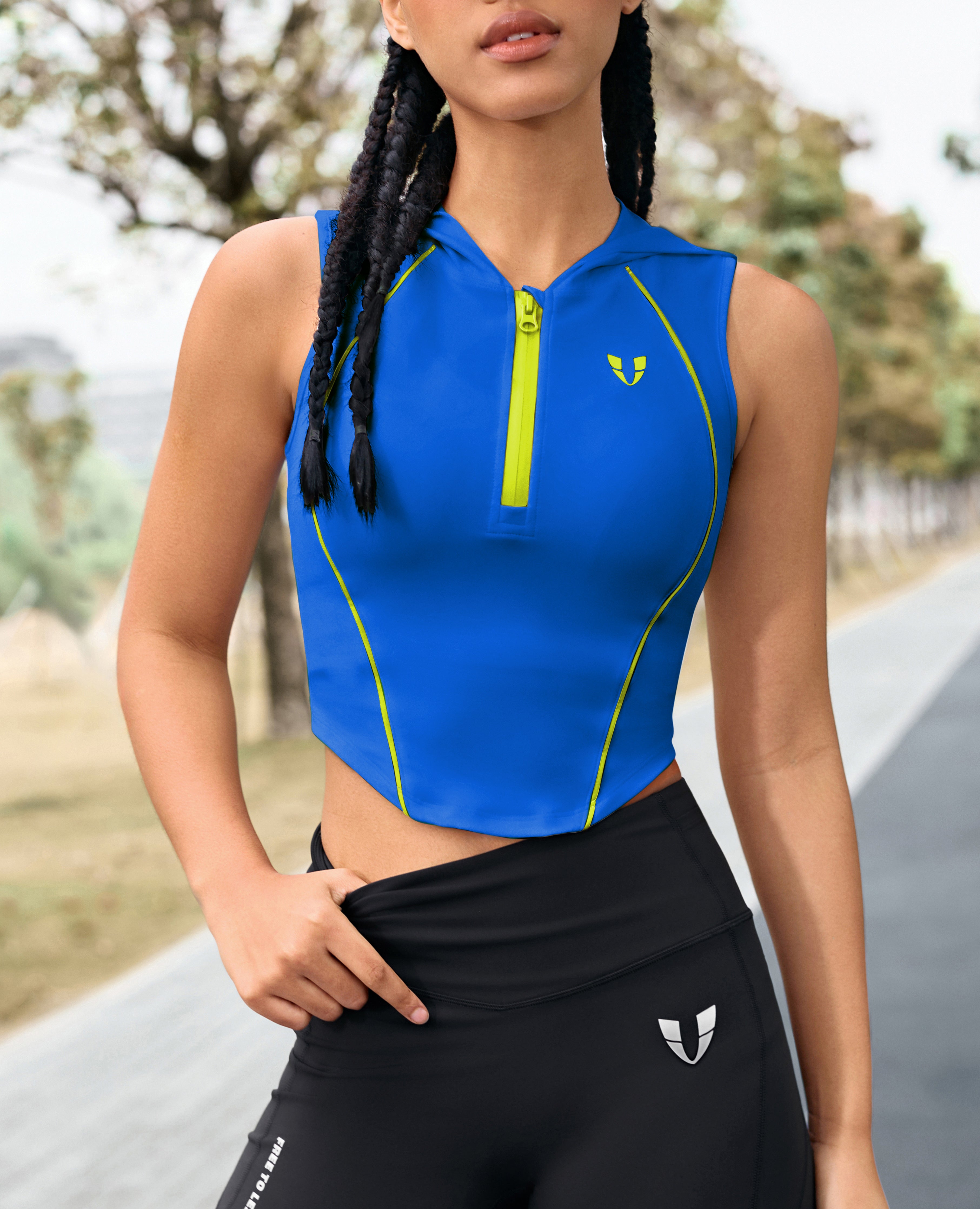 Half Zip Hooded Vest - Blue