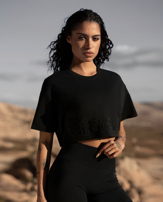 Super Cropped Comfy T-Shirt - Black