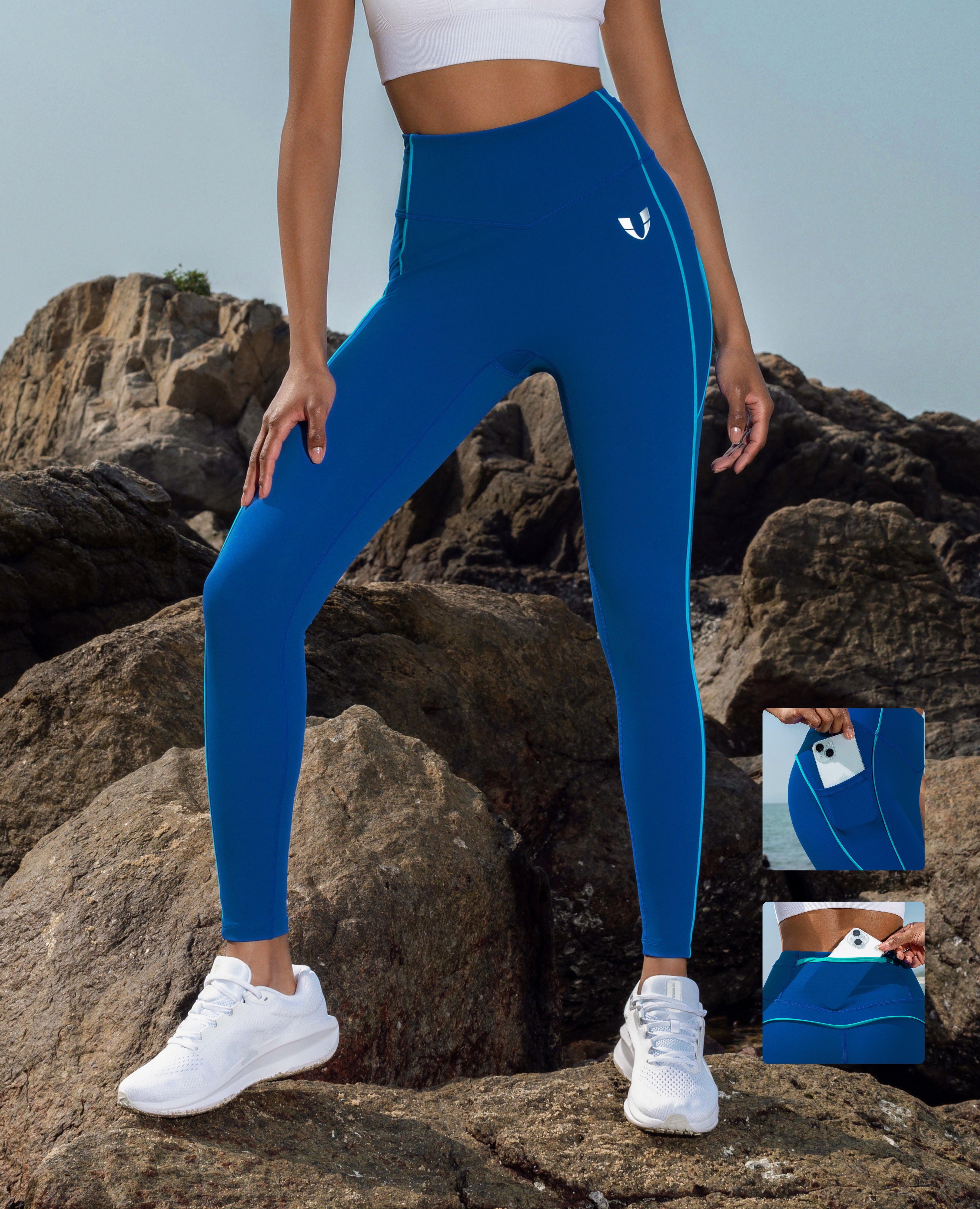 Butt Lifting Athletic Pockets Leggings - Blue