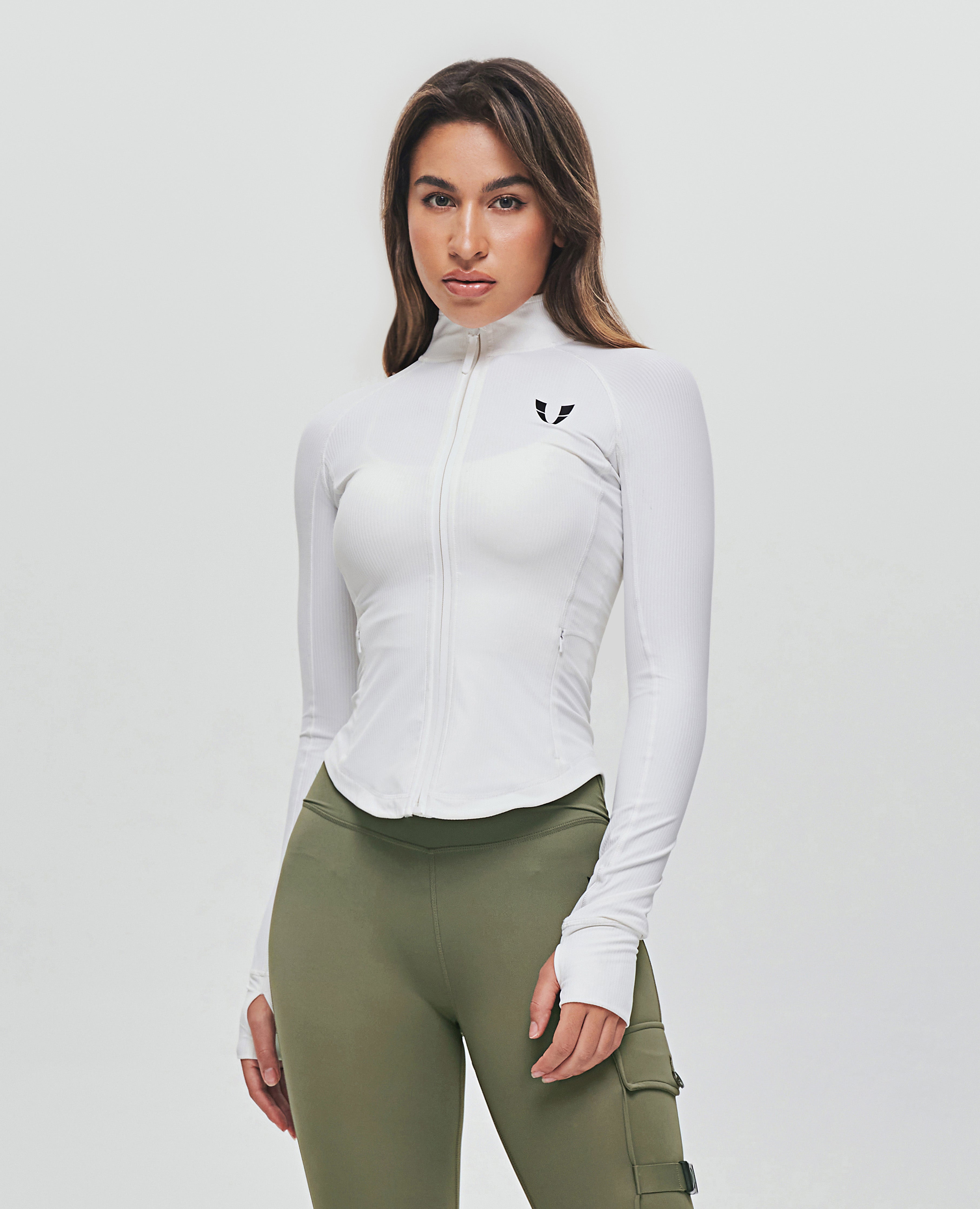 Chaqueta deportiva de canalé - Blanco