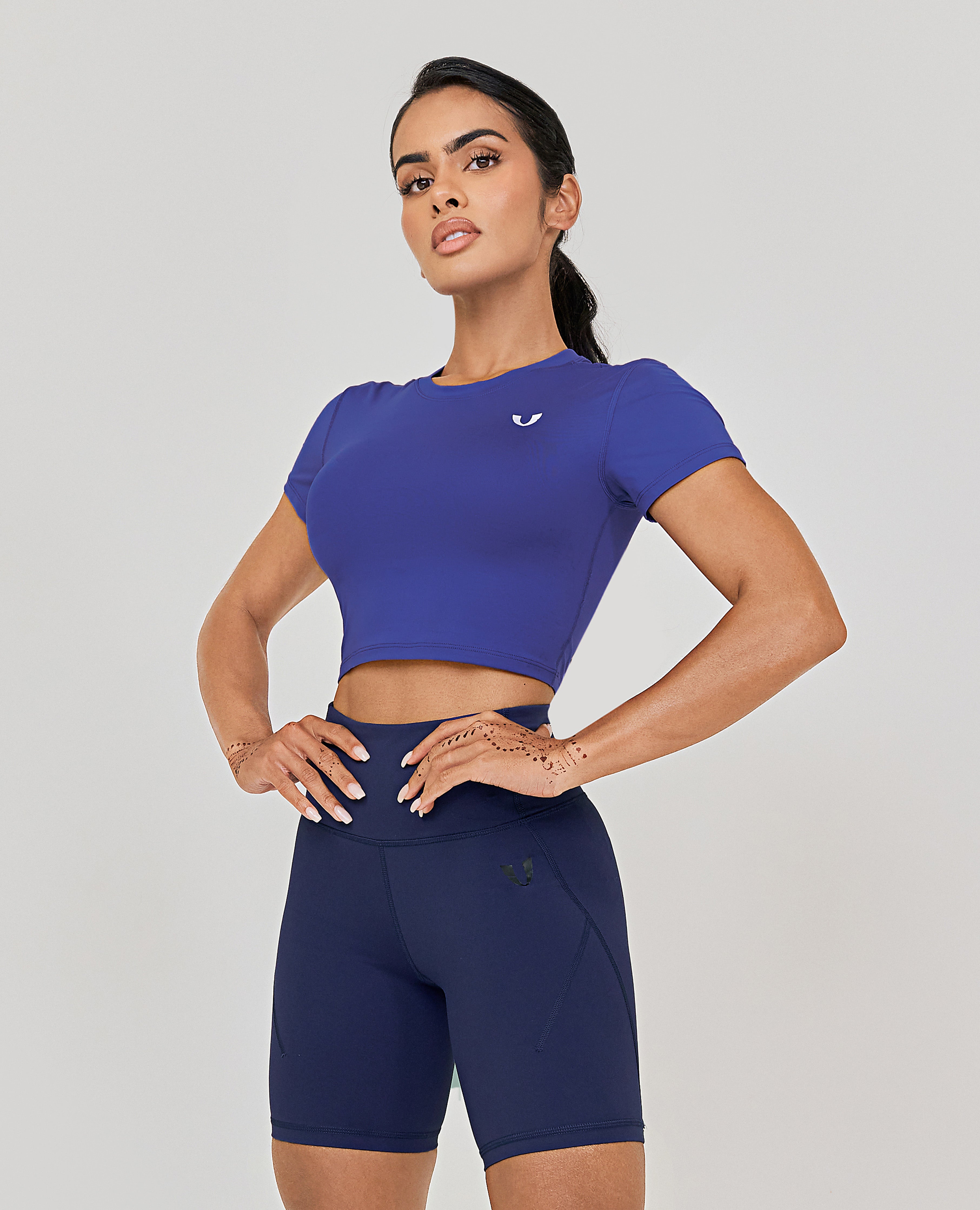 Naadloze croptop - blauw