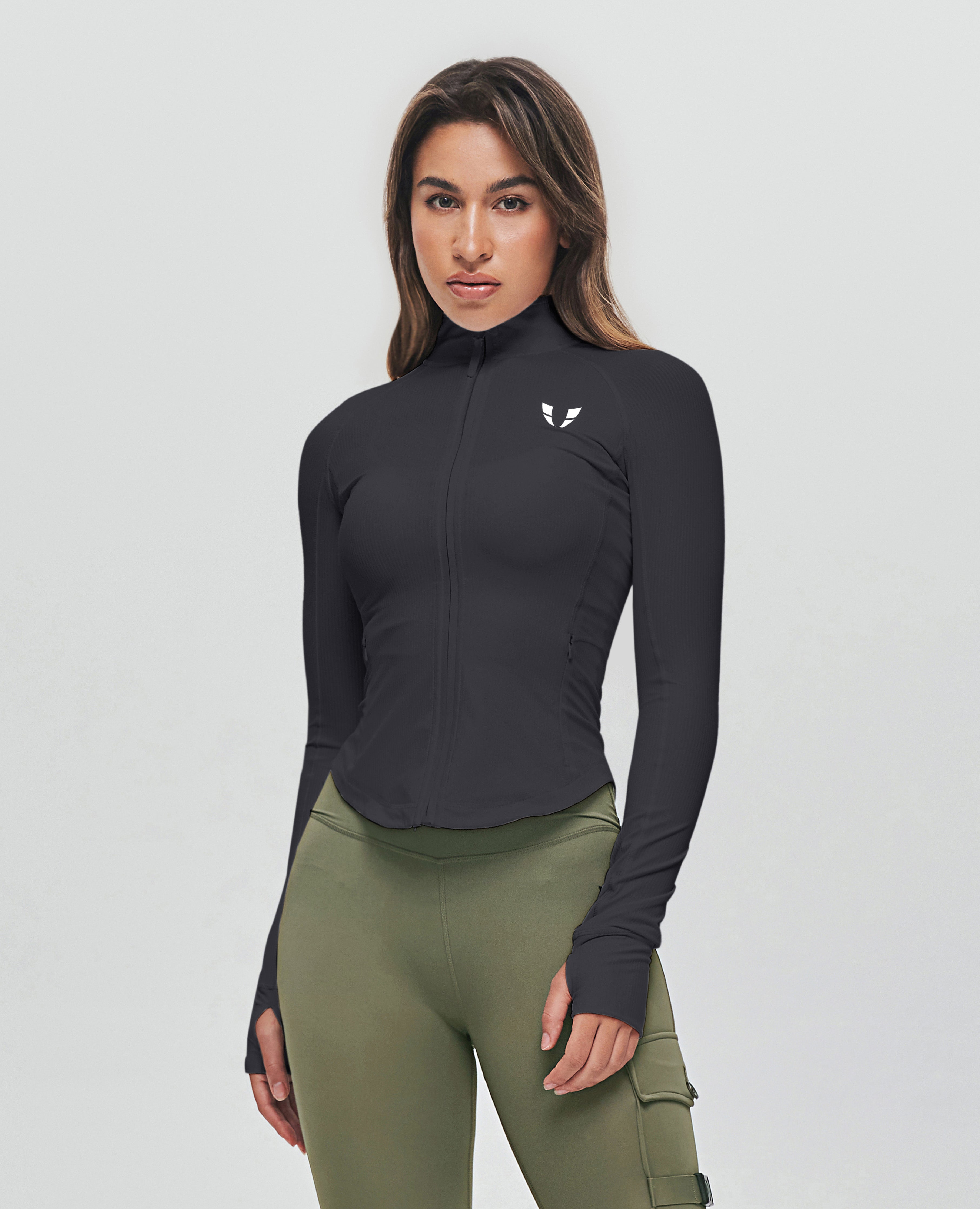 Chaqueta deportiva de canalé - Negro