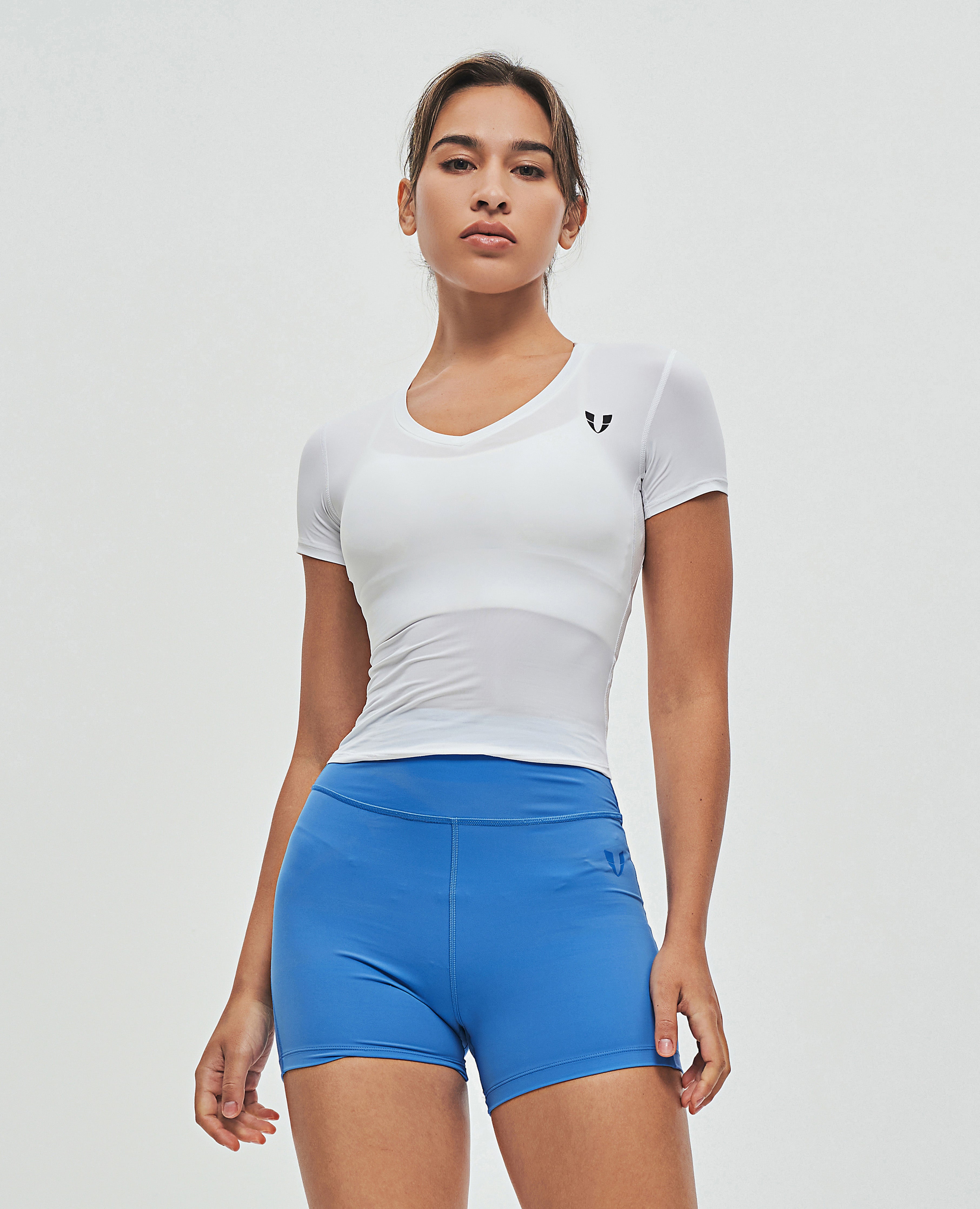 Trainings-T-Shirt mit V-Ausschnitt – Weiß