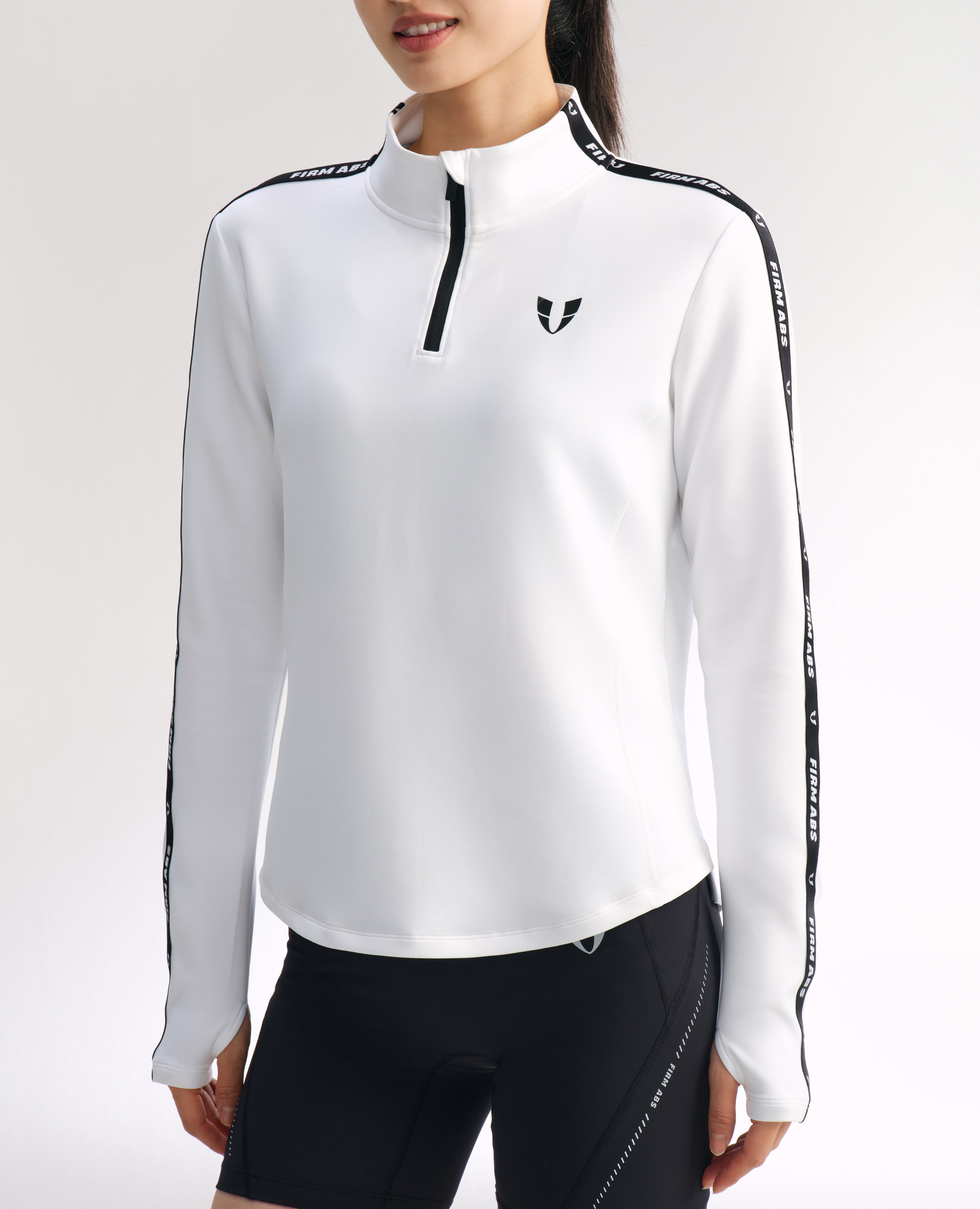 Athletic Half Zip Pullover Top - White
