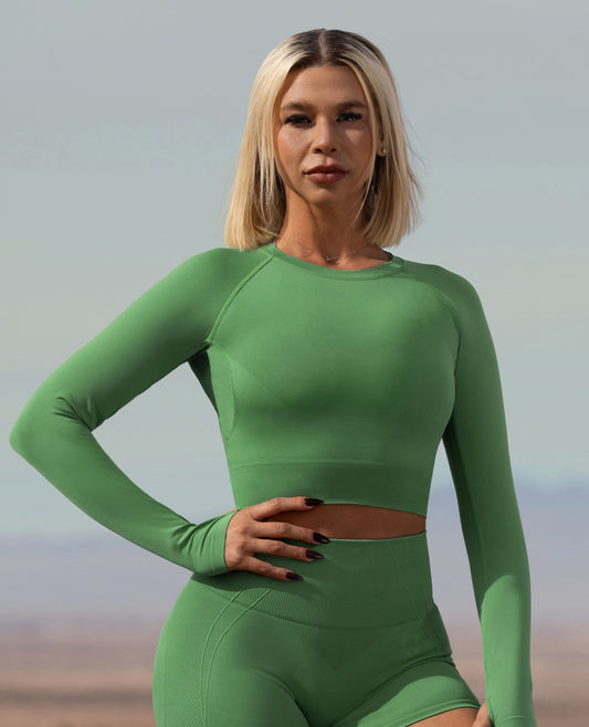 Hold Tight Cropped Long Sleeve T-Shirt - Green