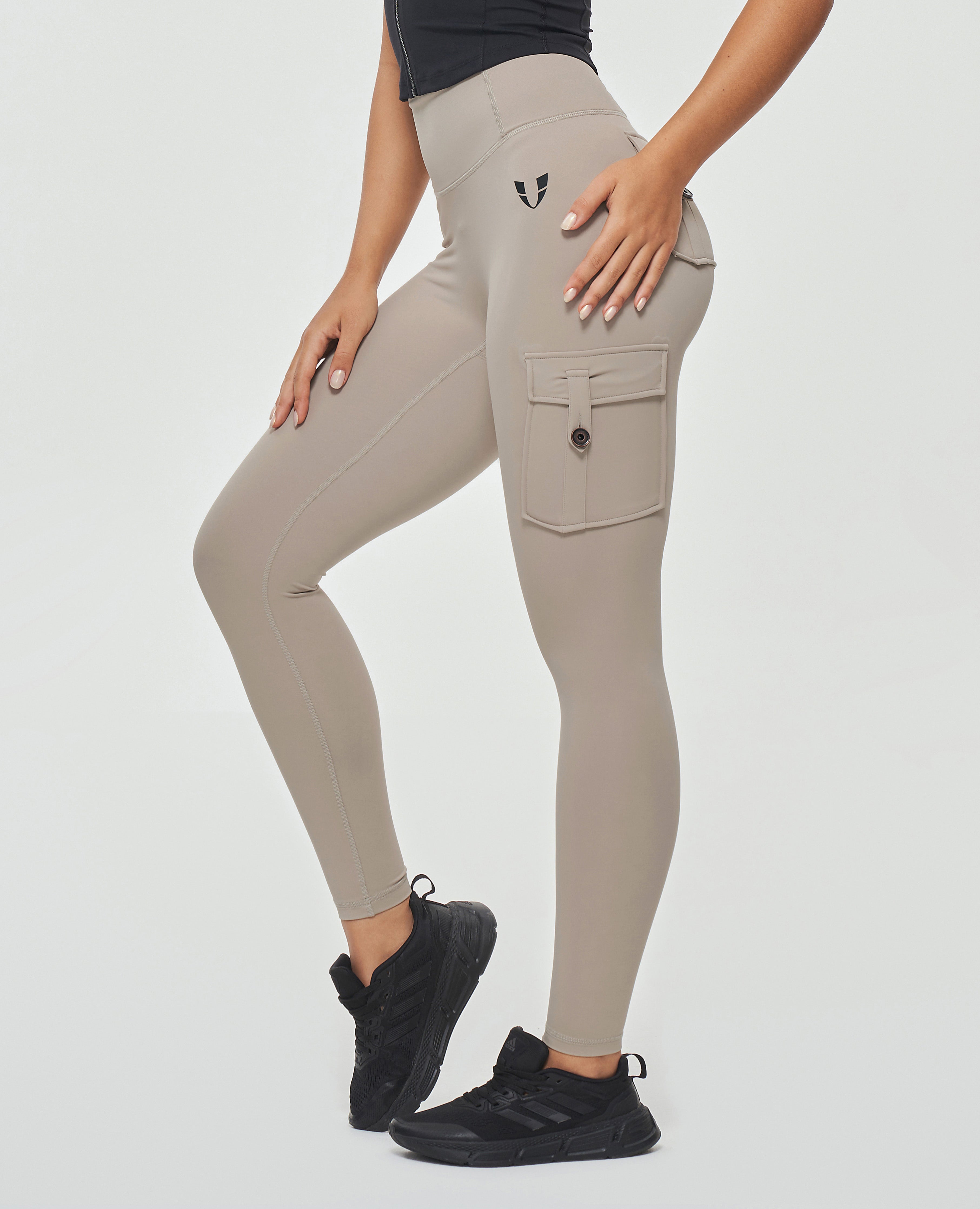 Cargo-Leggings mit hoher Taille – Khaki