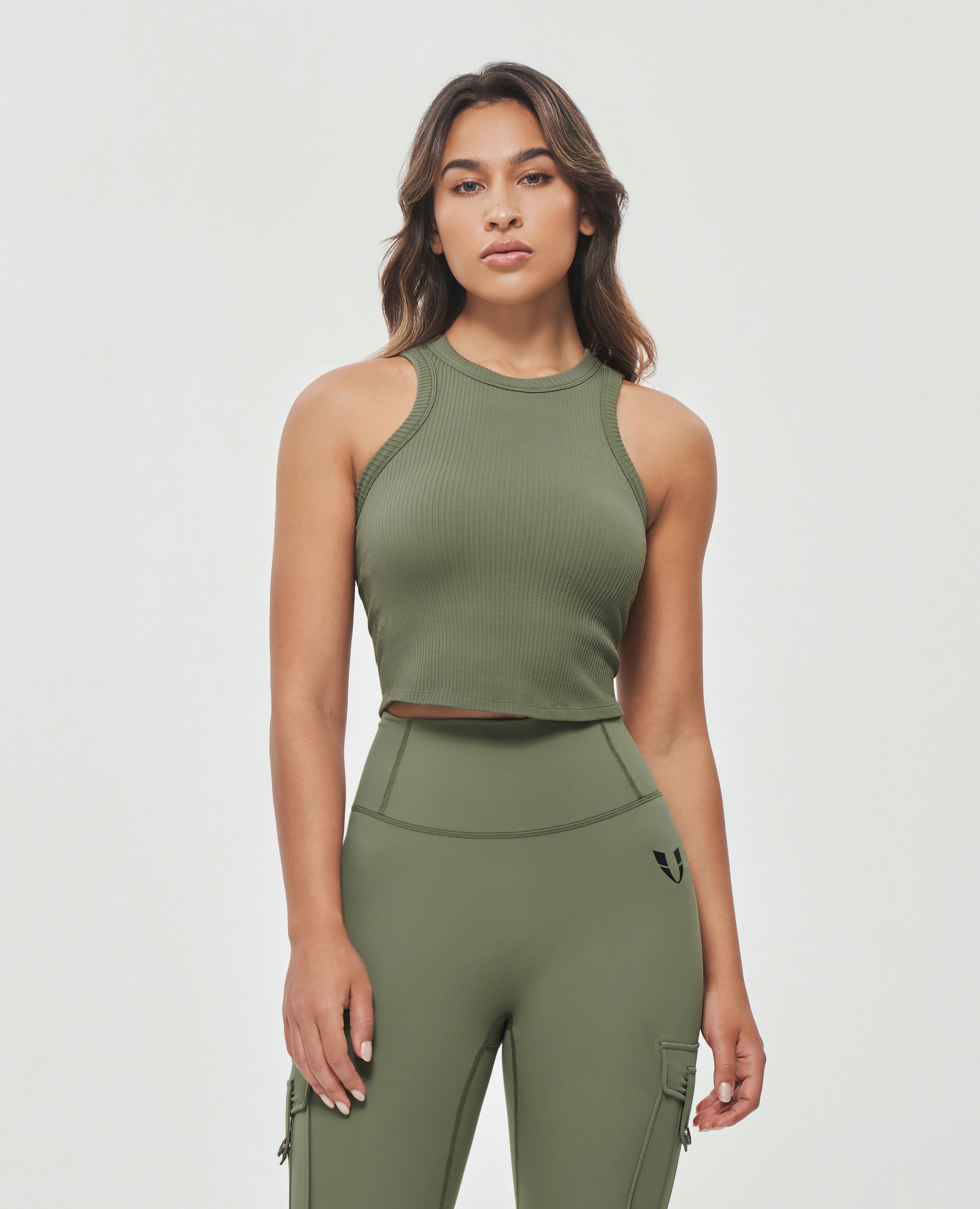 Padded Workout Tank - Olive Green