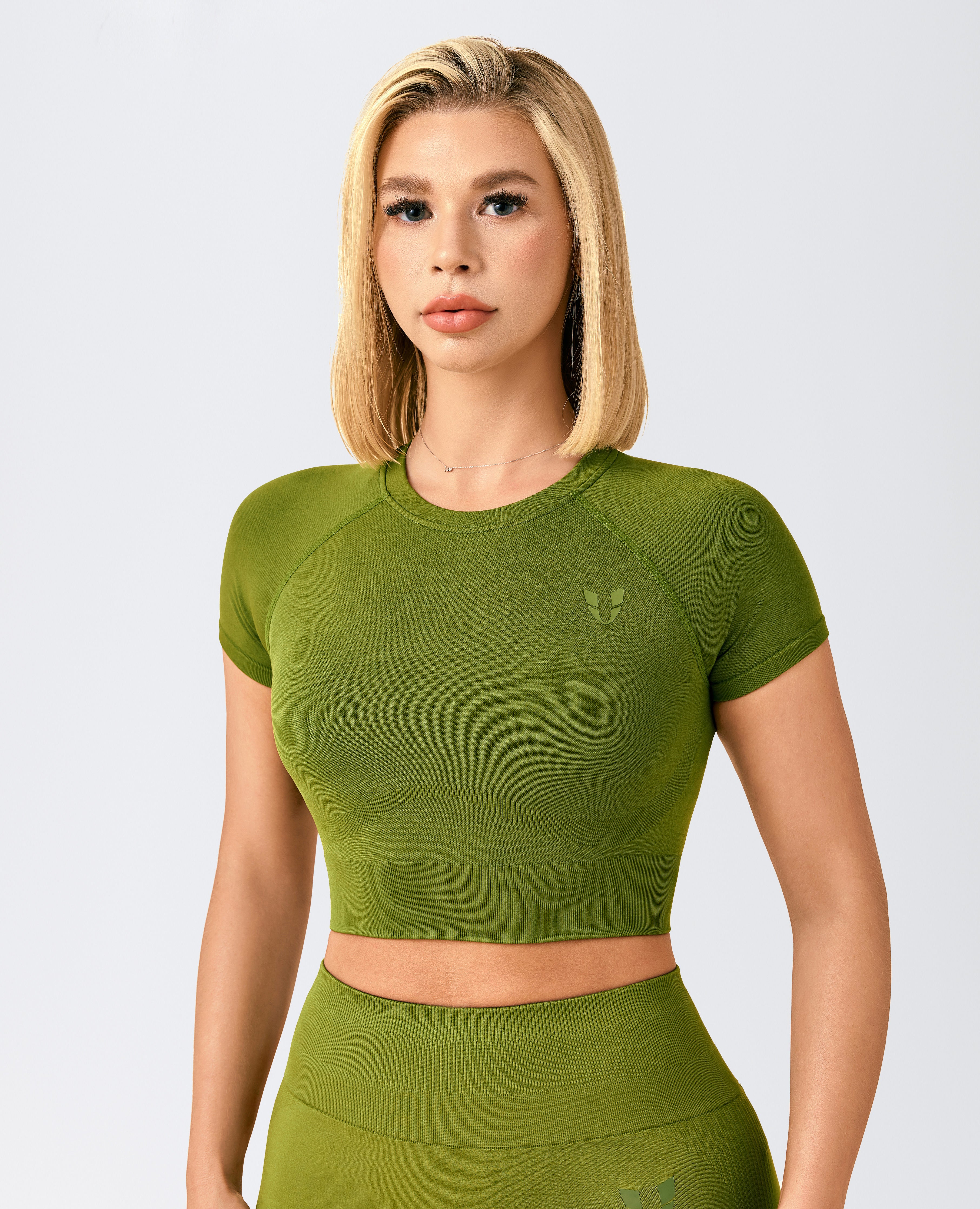 Vivid Crop T-Shirt Grass Green For women running and training
