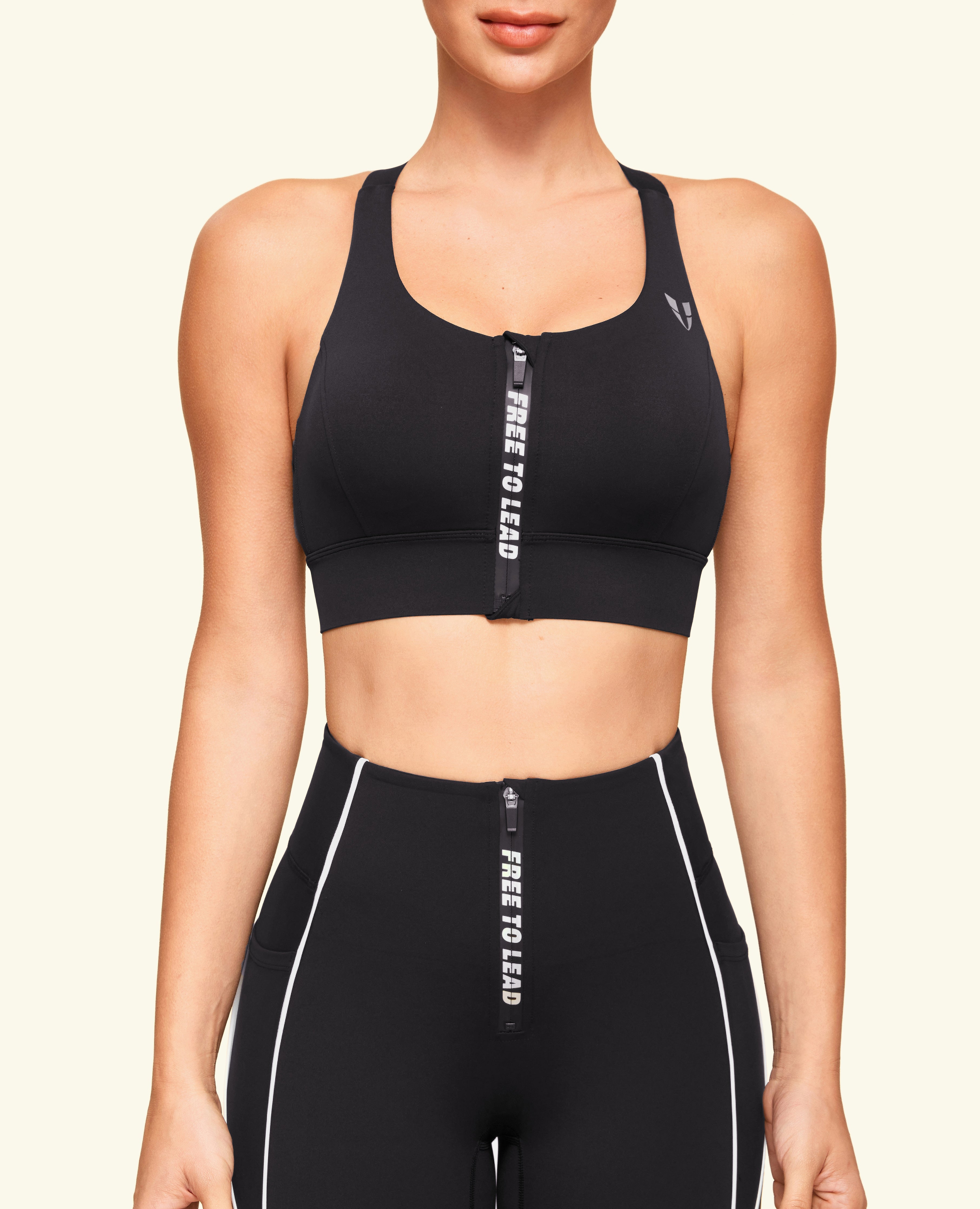 Energy Zip Front Sports Bra - Black