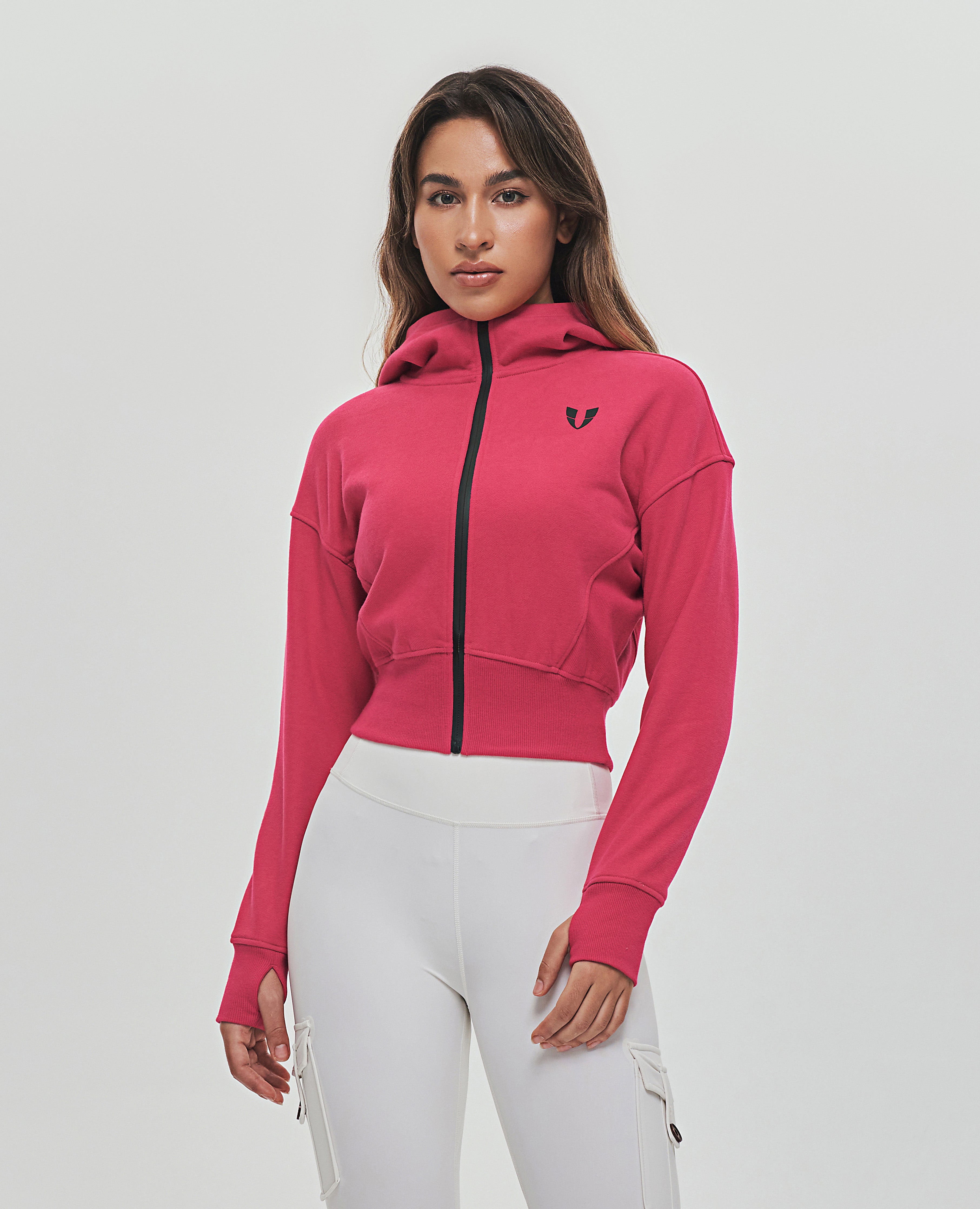 Full Zip Fleece Hoodie - Fuchsia