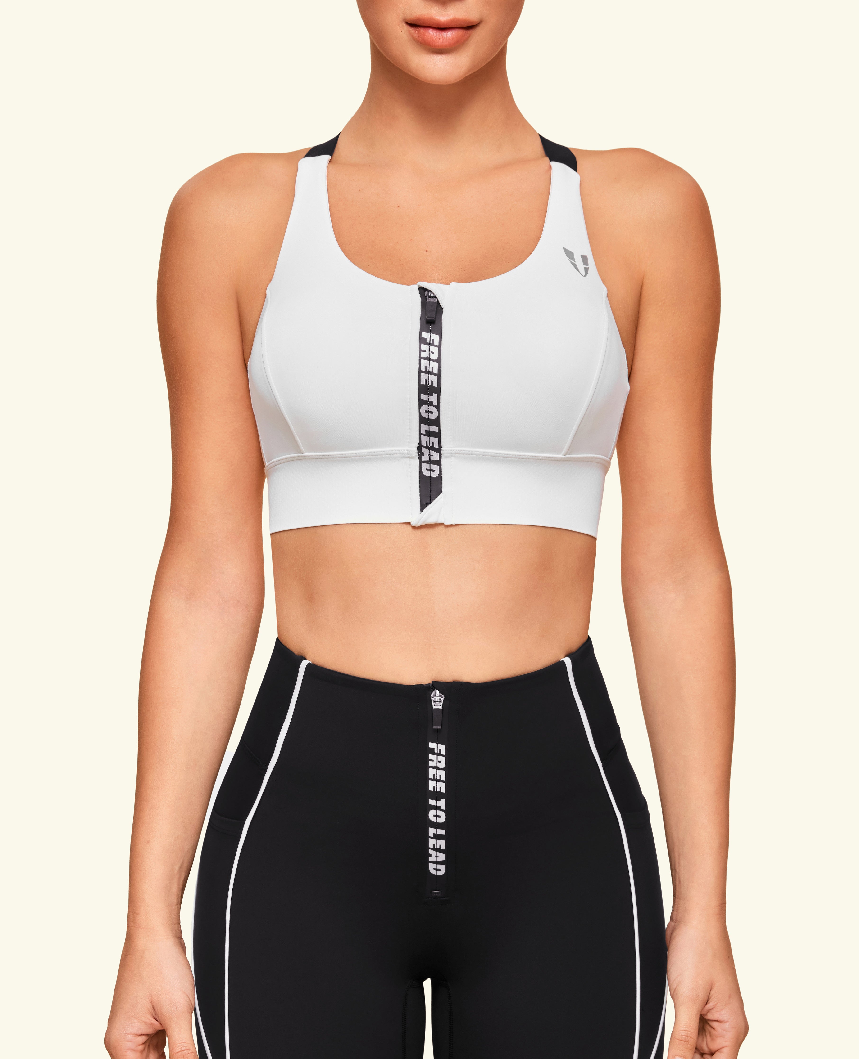 Energy Zip Front Sports Bra - White