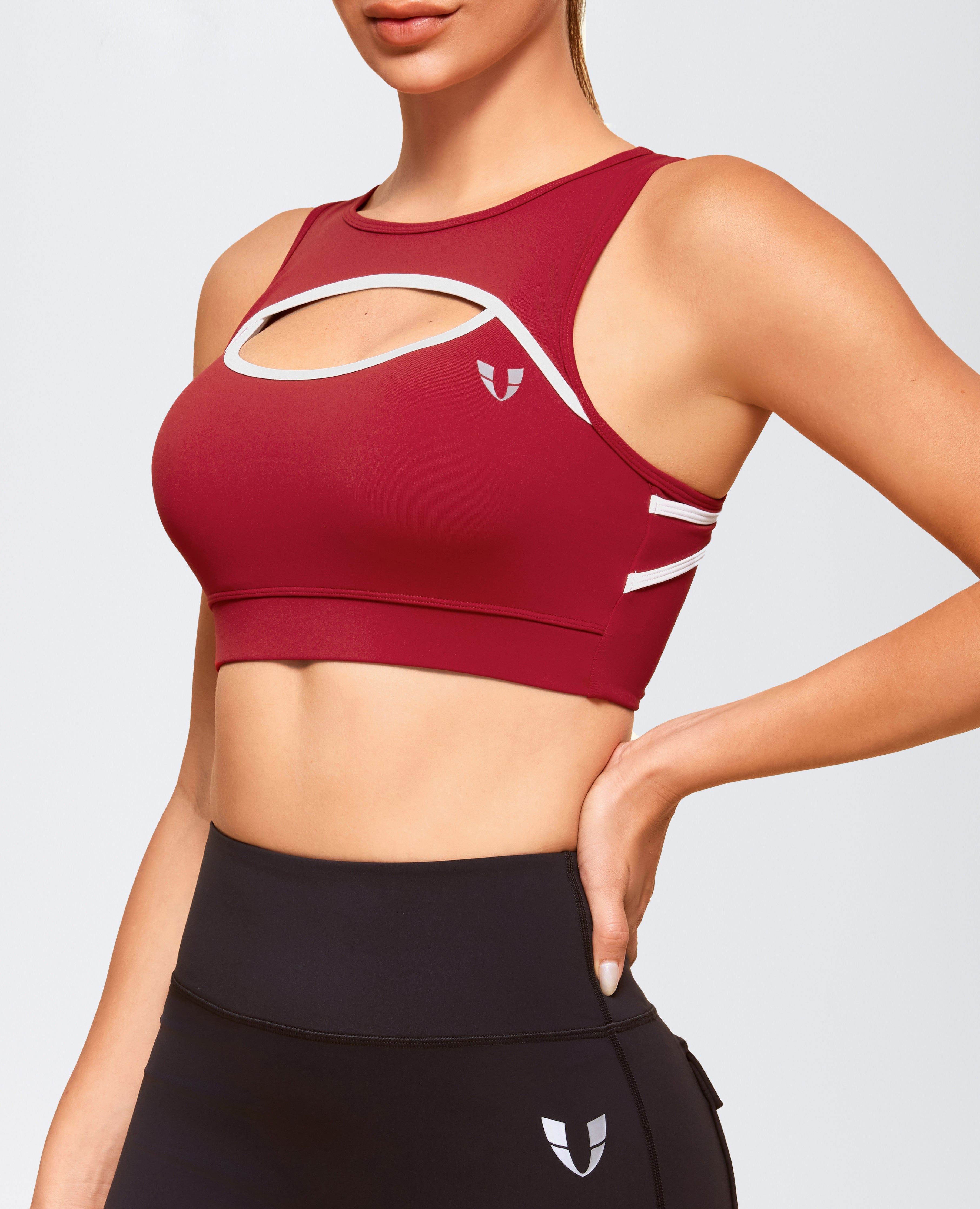 Hollow Active Sports Bra - Red Cranberry