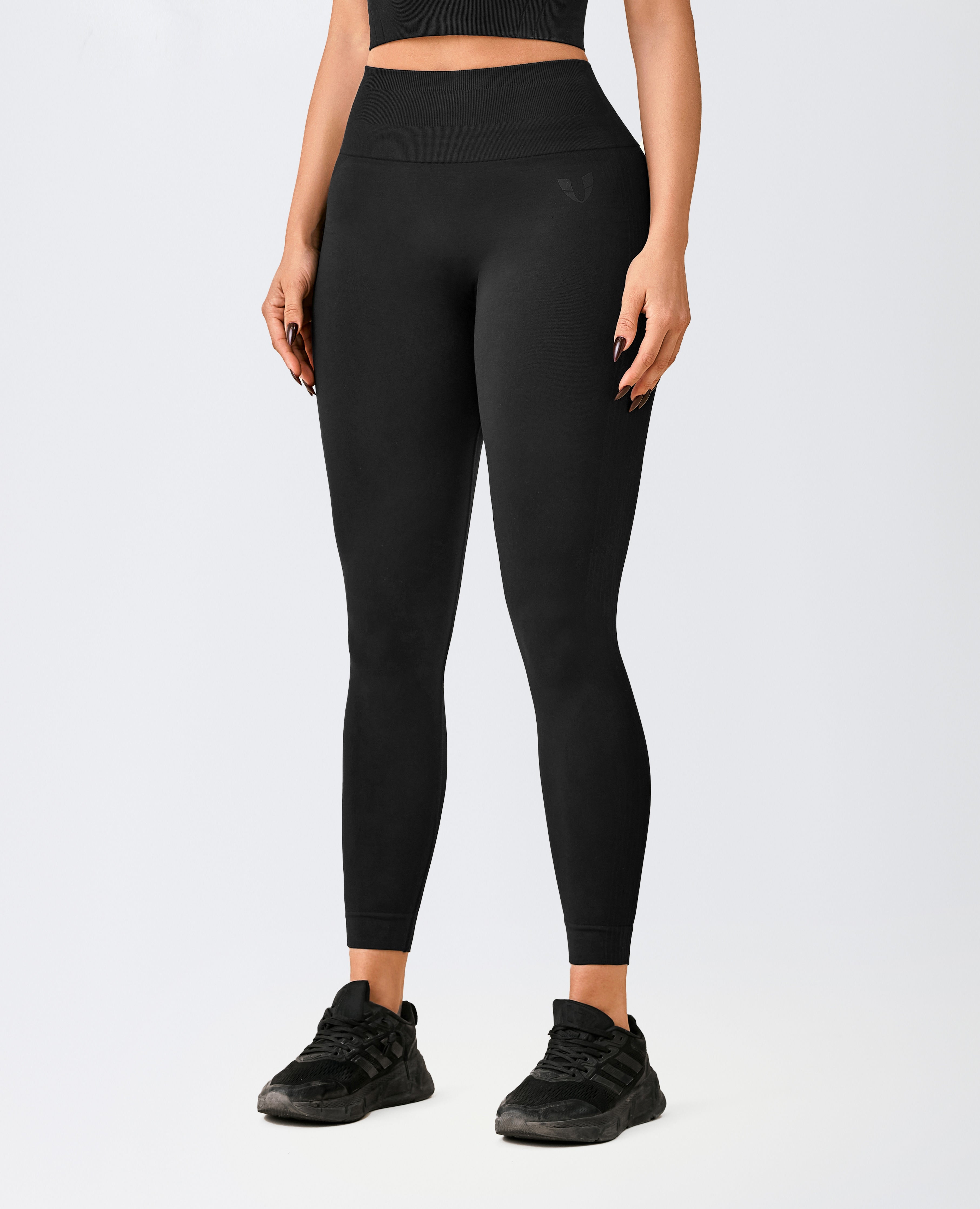 Ribbed Butt Lift Leggings - Black