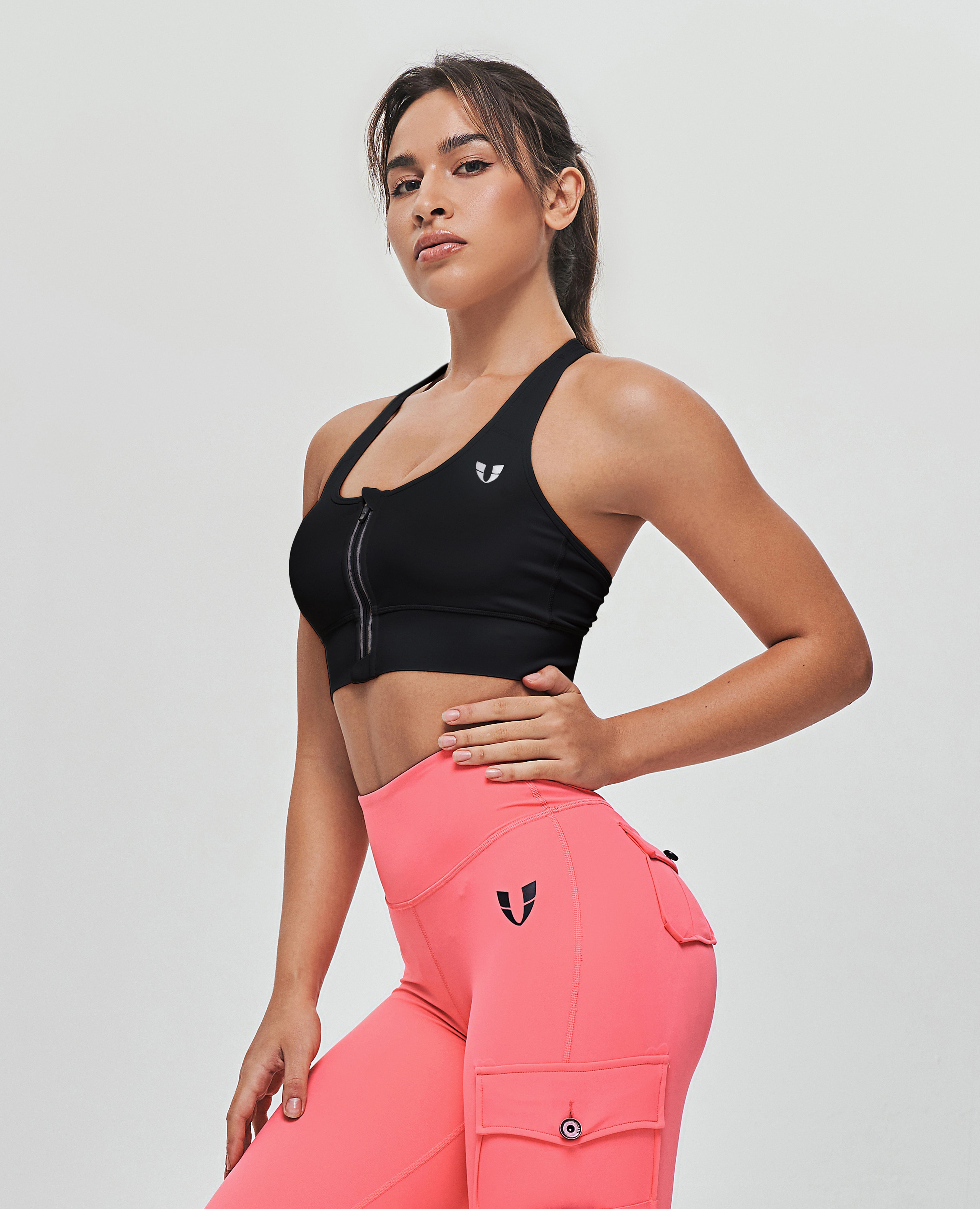 Soutien-gorge de sport zippé sur le devant - Noir