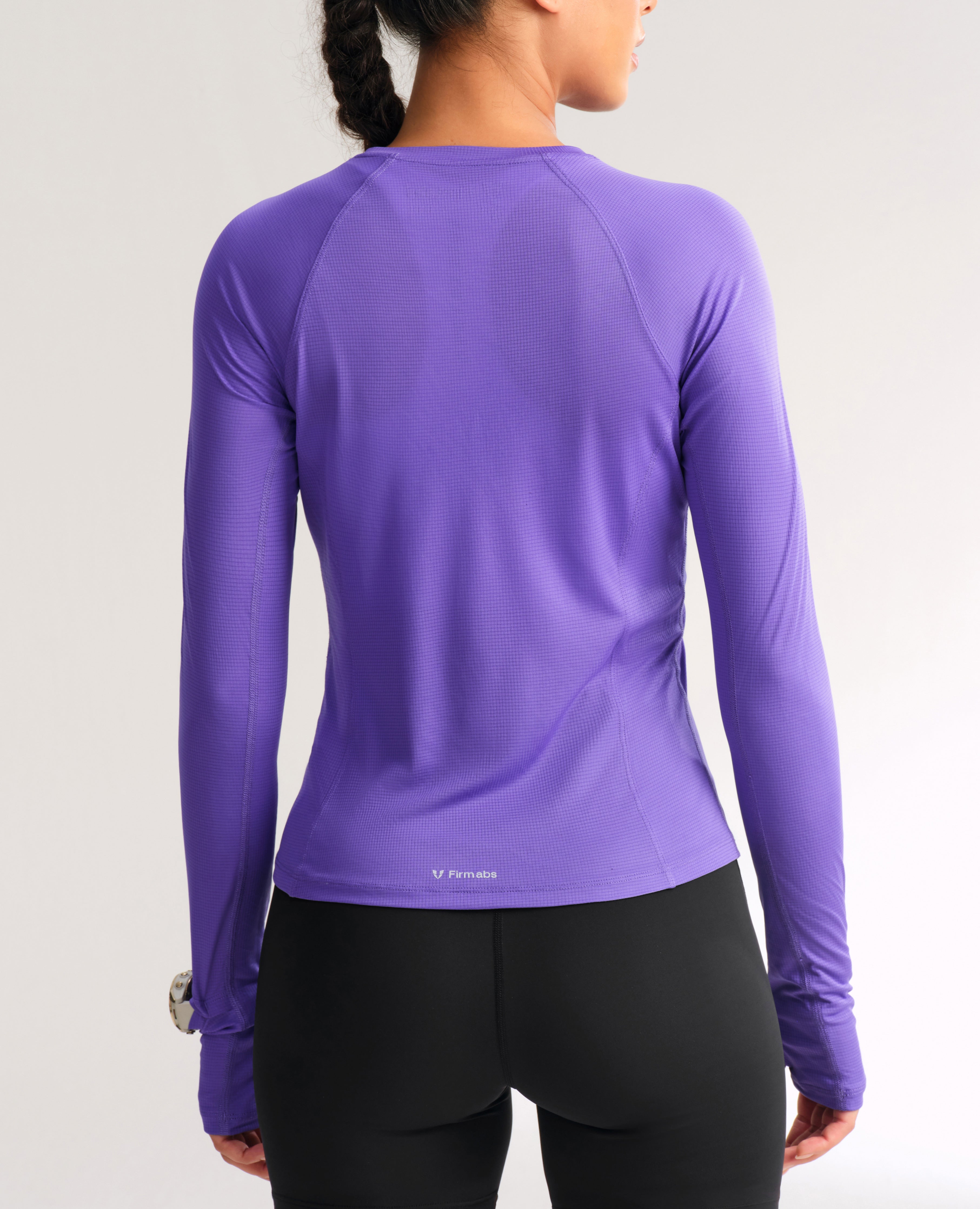 Reflective Waistline Workout Long Sleeve Top - Purple