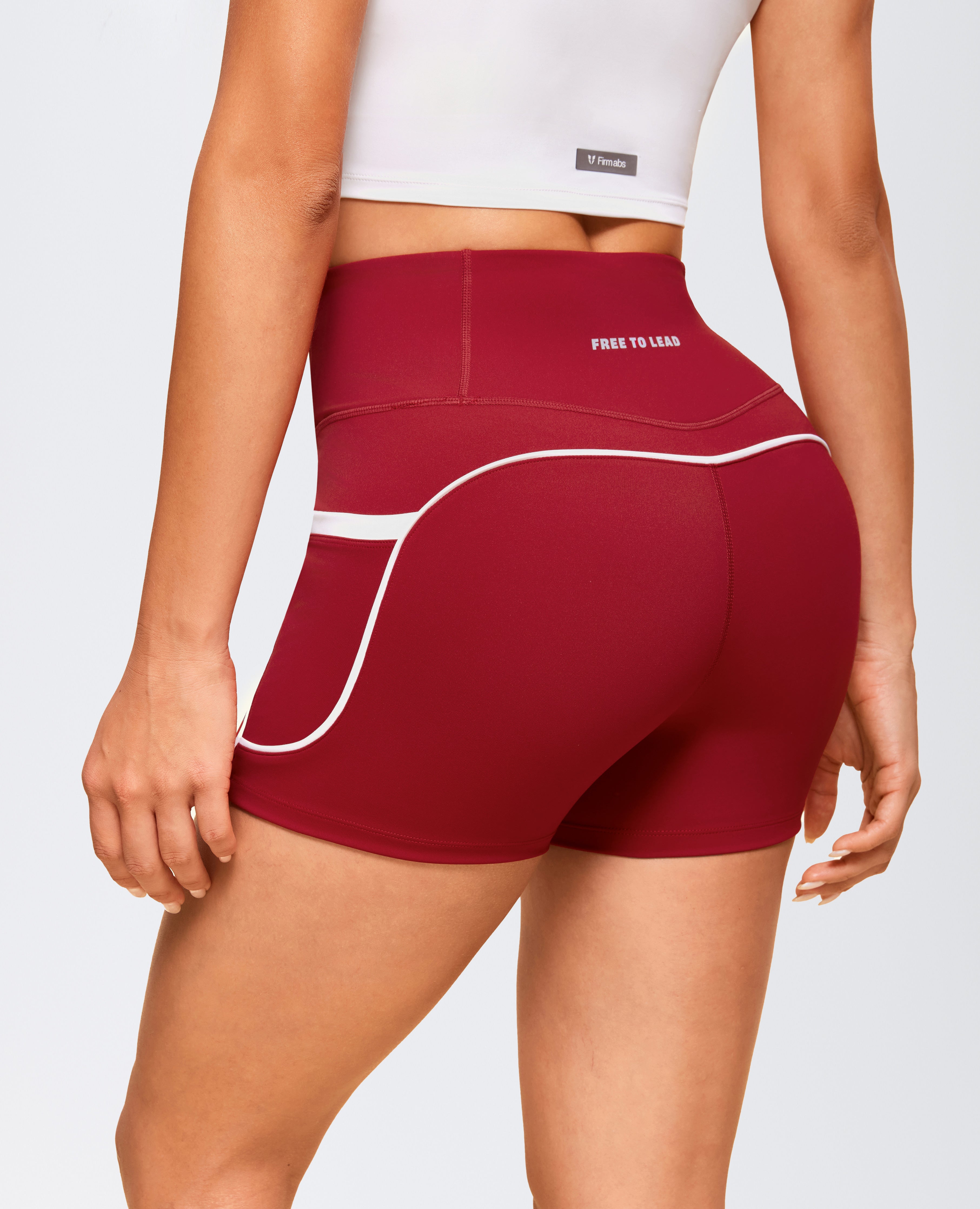 Butt Lift Pocket High Waist Shorts - Red Cranberry