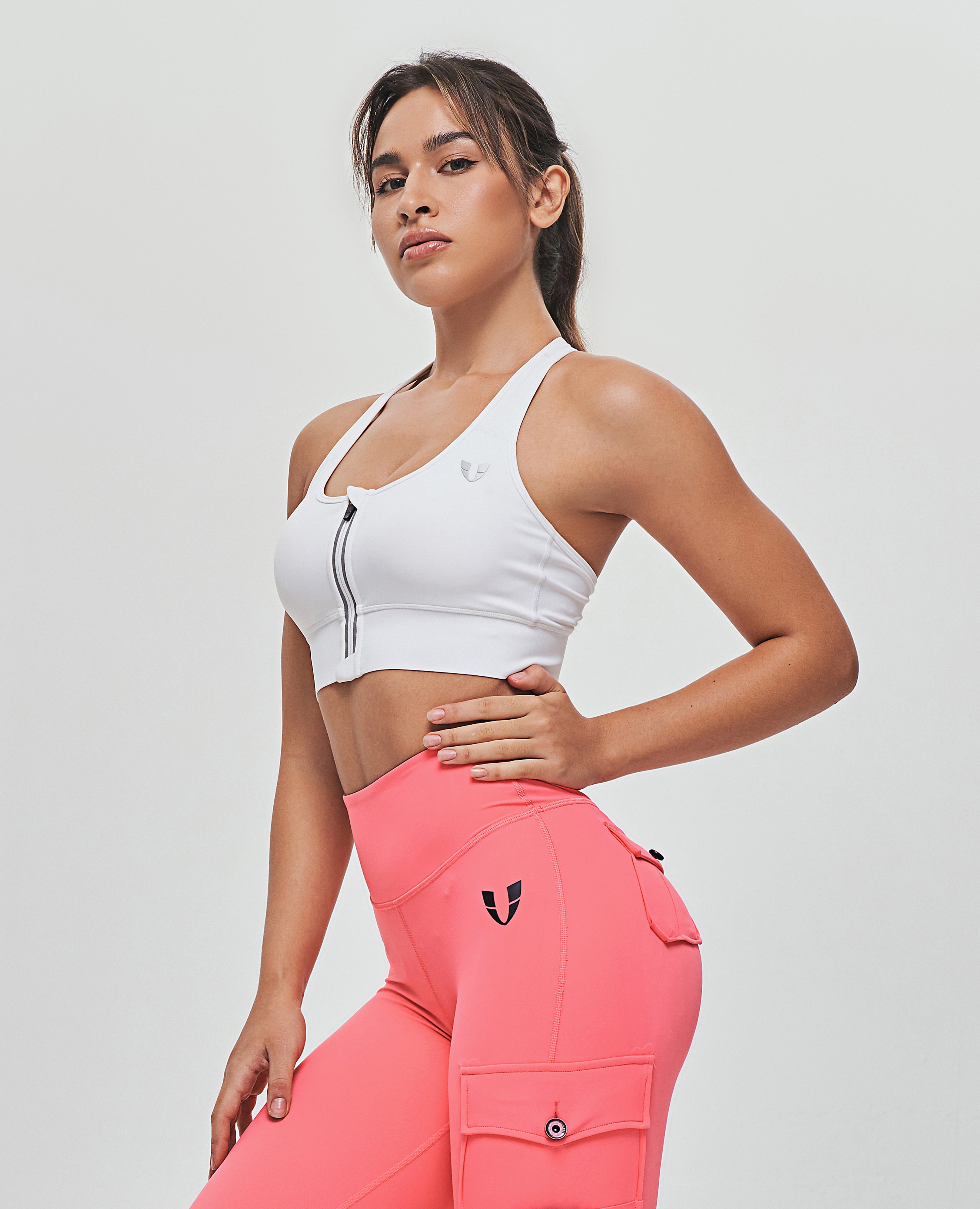 Soutien-gorge de sport zippé sur le devant - Blanc