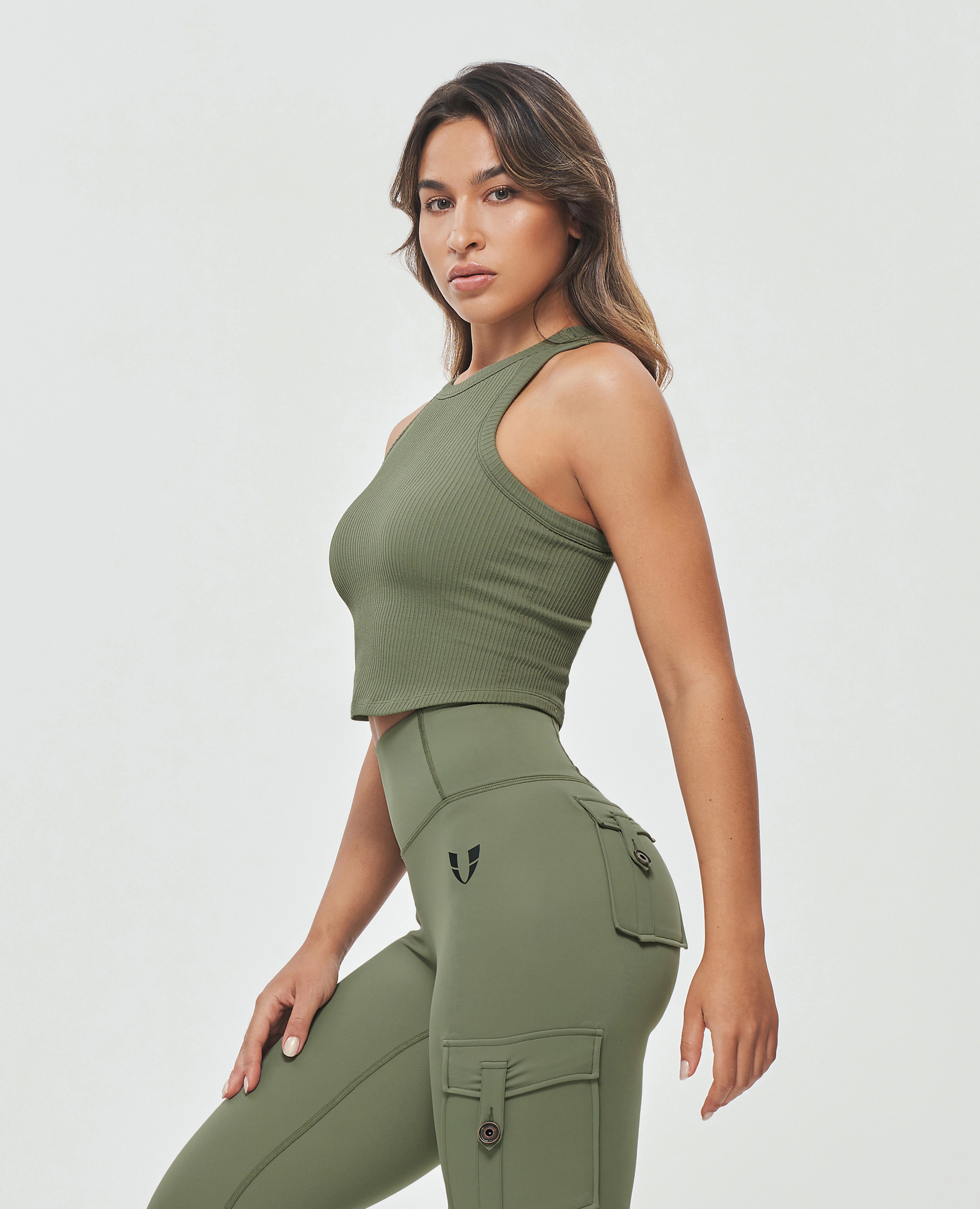 Padded Workout Tank - Olive Green