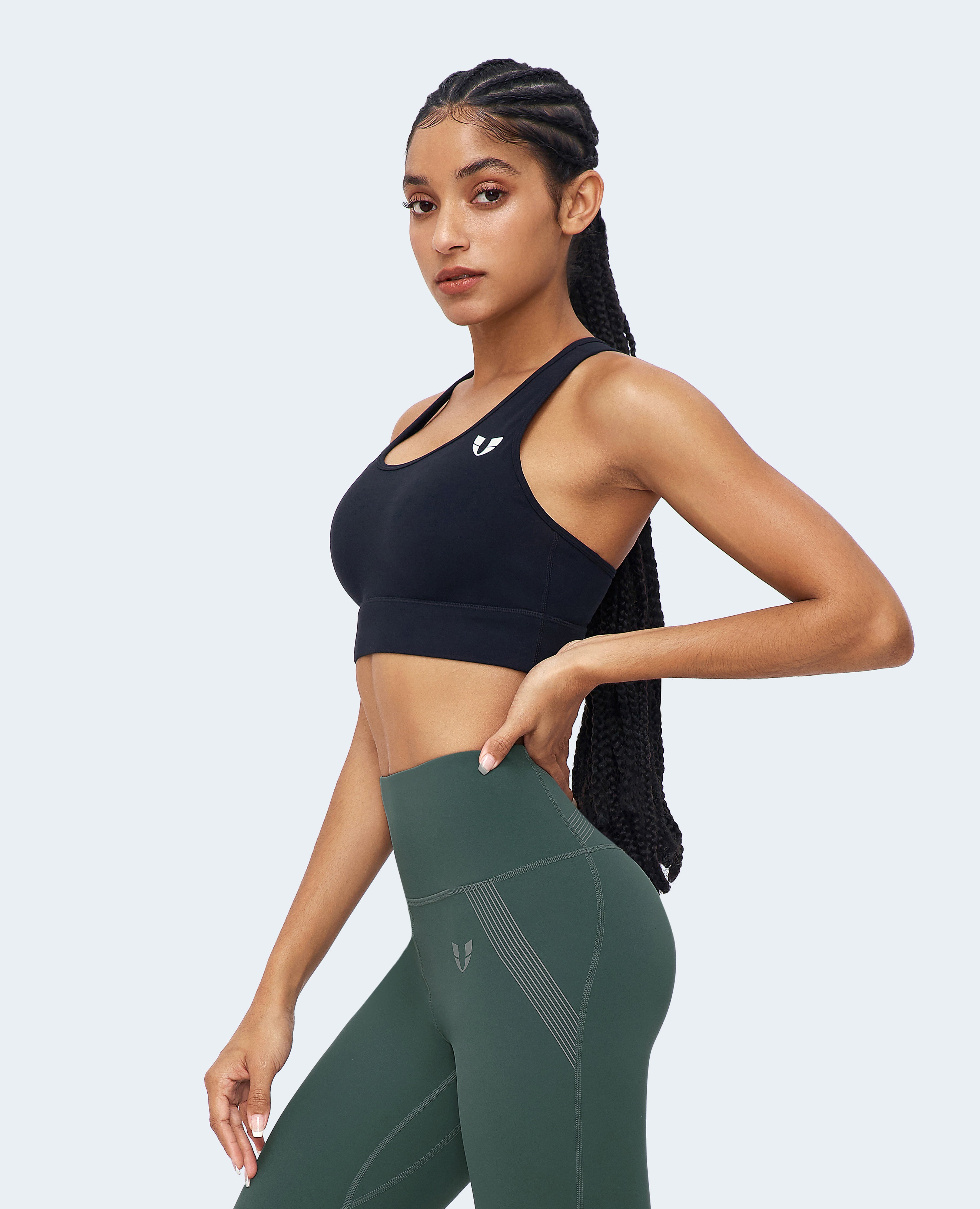 Scoop Neck Sports Bra - Black